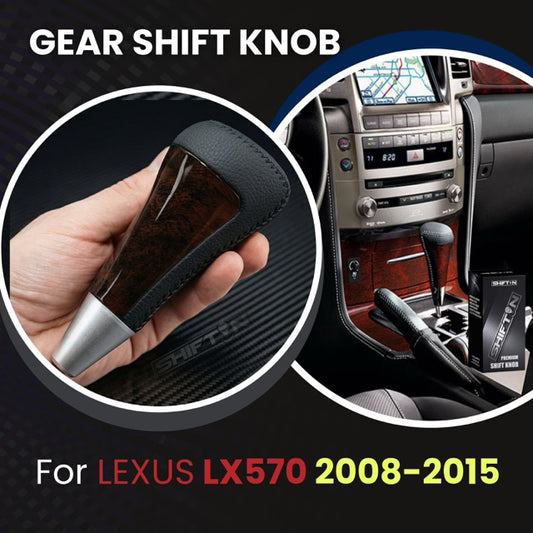 Black Leather Mahogany Wood Gear Shift Knob for Lexus LX570 2008-2015 | LX-570 Part 33504-60380-C1 33504-60380-E1 33504-60350-E0
