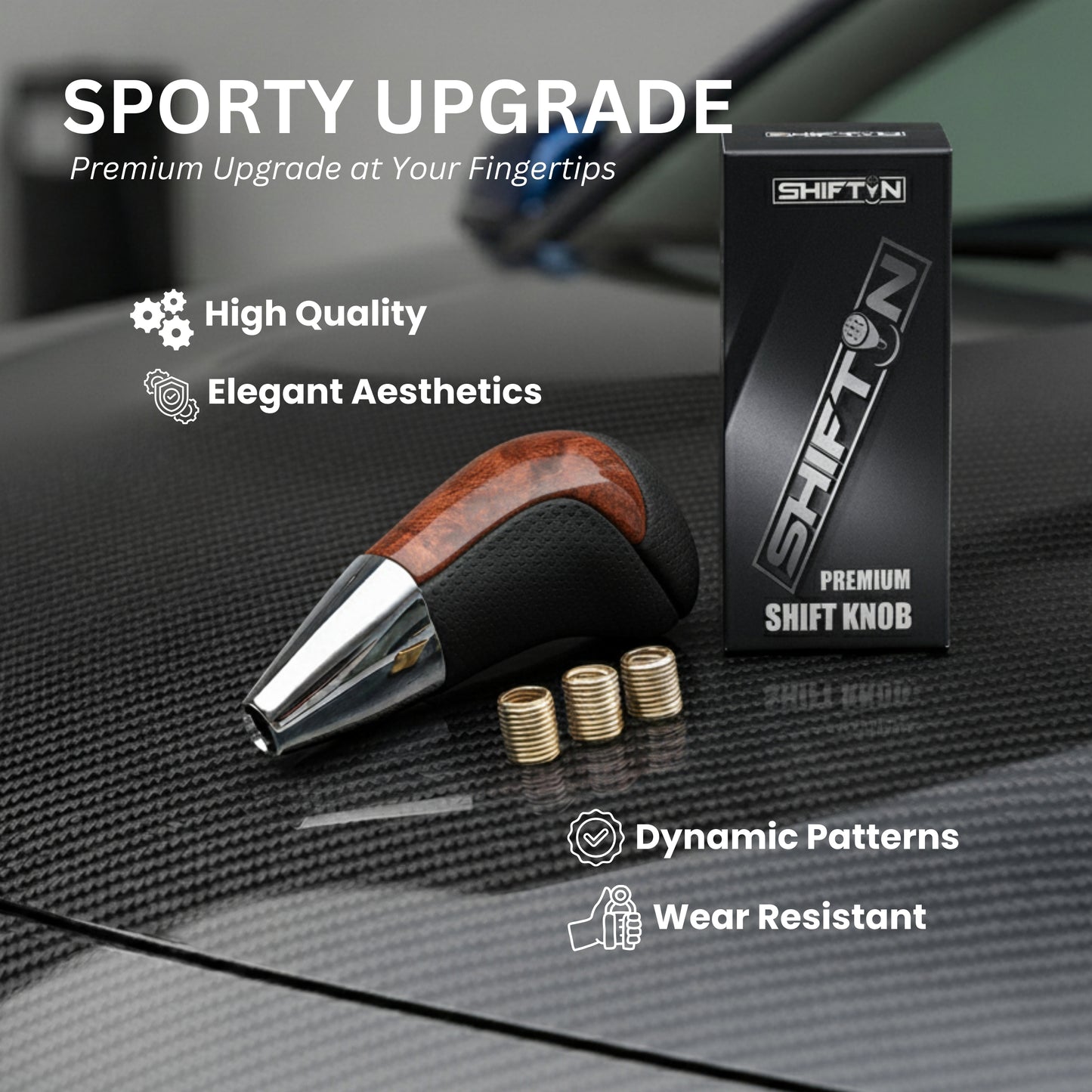 SHIFTIN Universal Gear Shift Knob | Fits Automatic & Manual Stick Shifters, has M8 M10 M12 Thread Adapters | Fits Toyota Acura Scion Mazda Subaru Nissan Infiniti