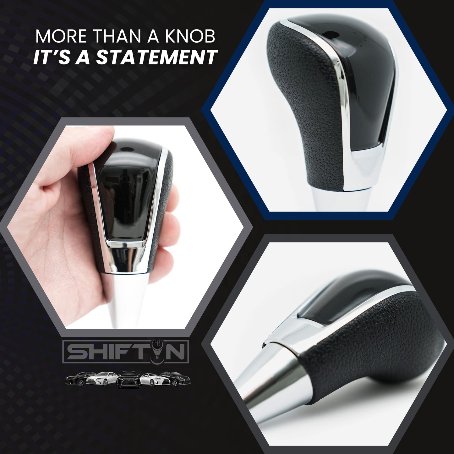 Replacement Gear Shift Knob for Toyota Lexus Scion Acura Mazda Chrysler Dodge with 8mm M8 Shifter in Black / Piano Black