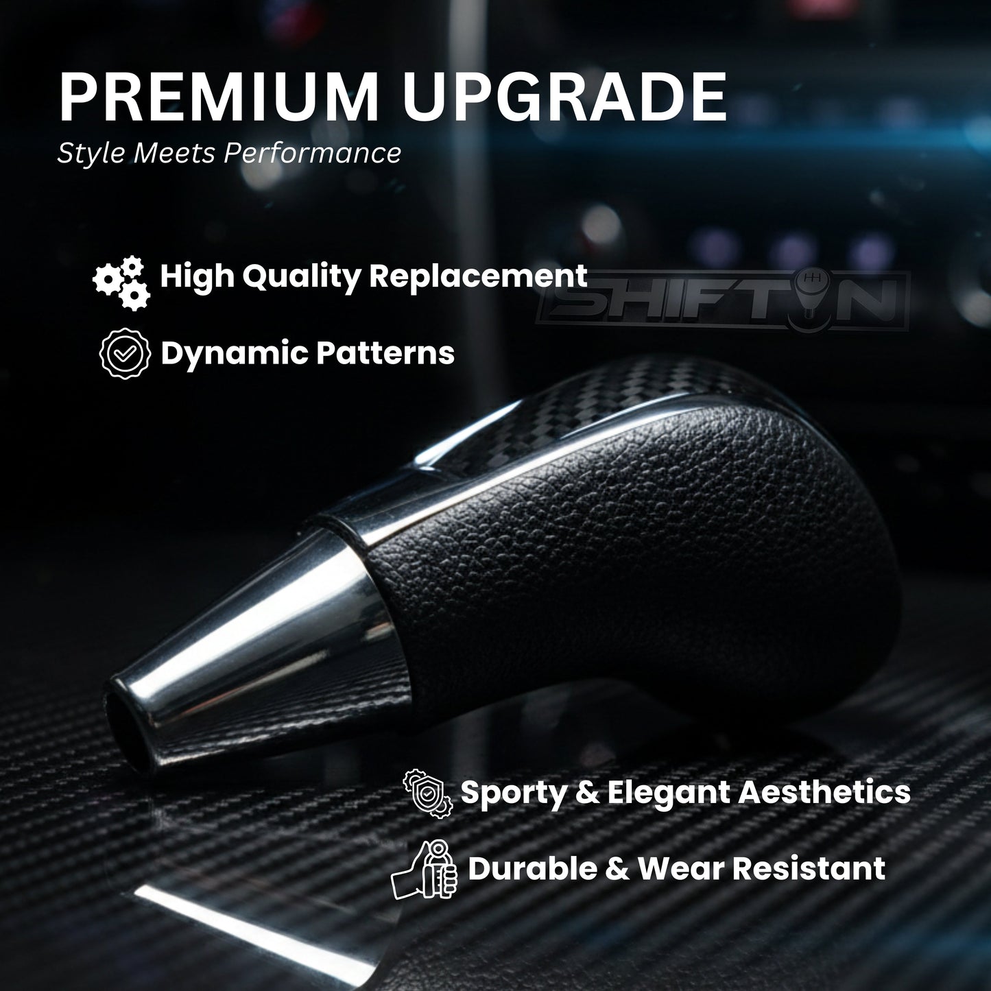 Replacement Gear Shift Knob for Toyota Lexus Scion Acura Mazda Chrysler Dodge with 8mm M8 Shifter in Black / Carbon Fiber