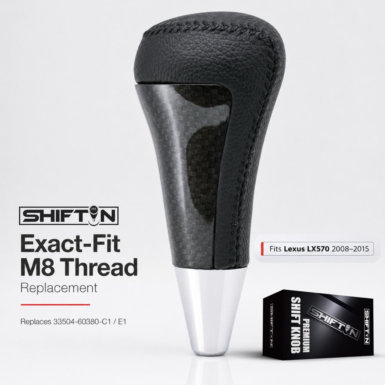 Gear Shift Knob Shifter for Lexus LX-570 2008-2015, Fits Toyota 4Runner Sequoia Tundra SUV Carbon Fiber