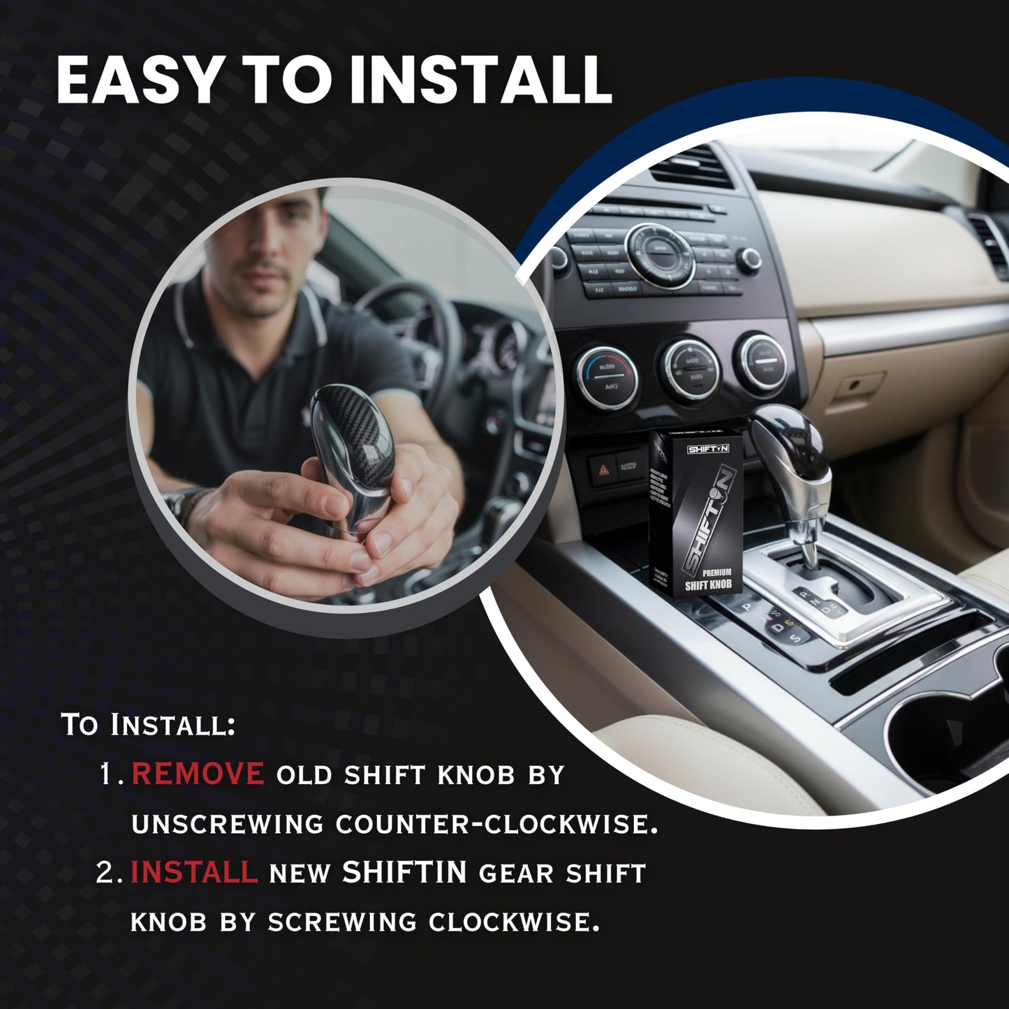 SHIFTIN Car Gear Shift Knob for Toyota Avalon Camry Corolla, Lexus RX ES GS IS LS SC Mazda 3 6 CX MX, Acura MDX RL TL TSX, Scion tC xB xD iQ - OBCH