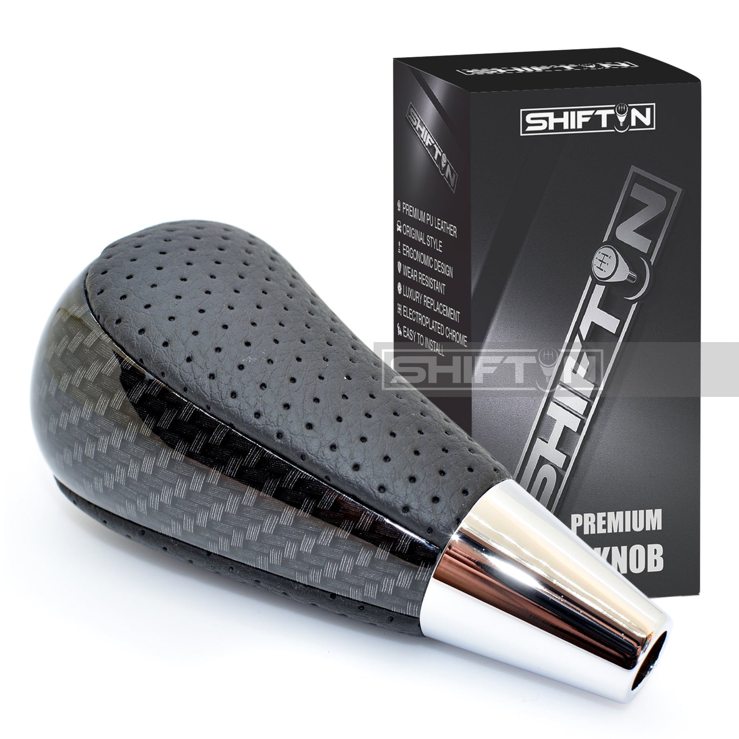 SHIFTIN-Gear-Shift-Knob-for-Toyota-Avalon-Yaris-4Runner-Sienna-Camry-Solara-Rav4-Matrix-Corolla-Venza-for-Lexus-ES-GS-IS-LS-LX-RX-SC-Scion-tC-xB-xD-iQ-Black-Leather-Carbon-Fiber