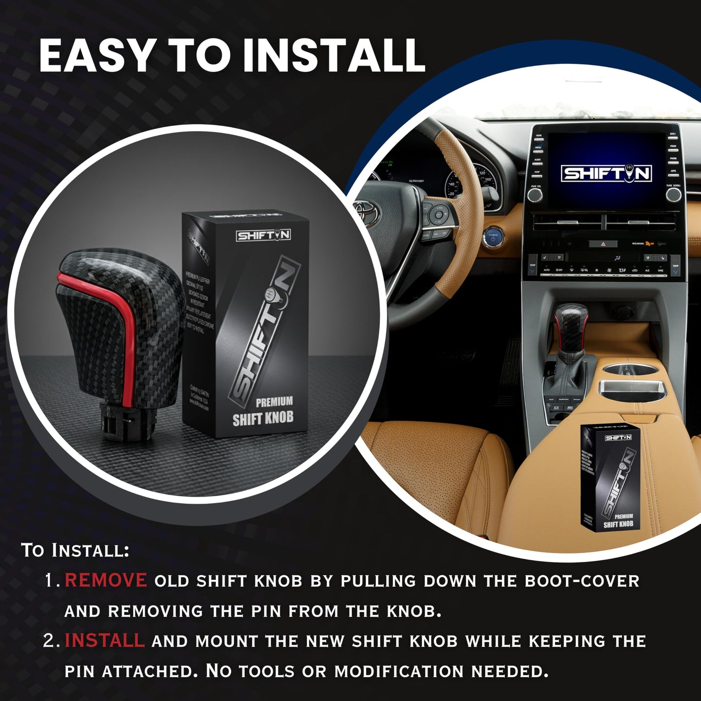 SHIFTIN Gear Shift Knob Gearbox Shifter for Toyota Camry (2018 - 2026) Corolla (2020 - 2026) Avalon (2019 - 2022) - NBXZ