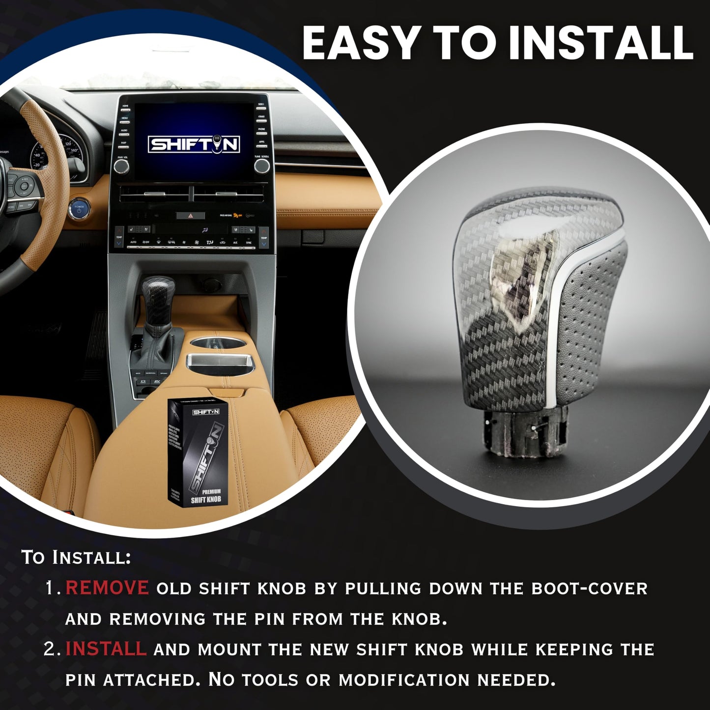 SHIFTIN Gear Shift Knob Gearbox Shifter for Toyota Camry (2018 - 2026) Corolla (2020 - 2026) Avalon (2019 - 2022) - NBZZp