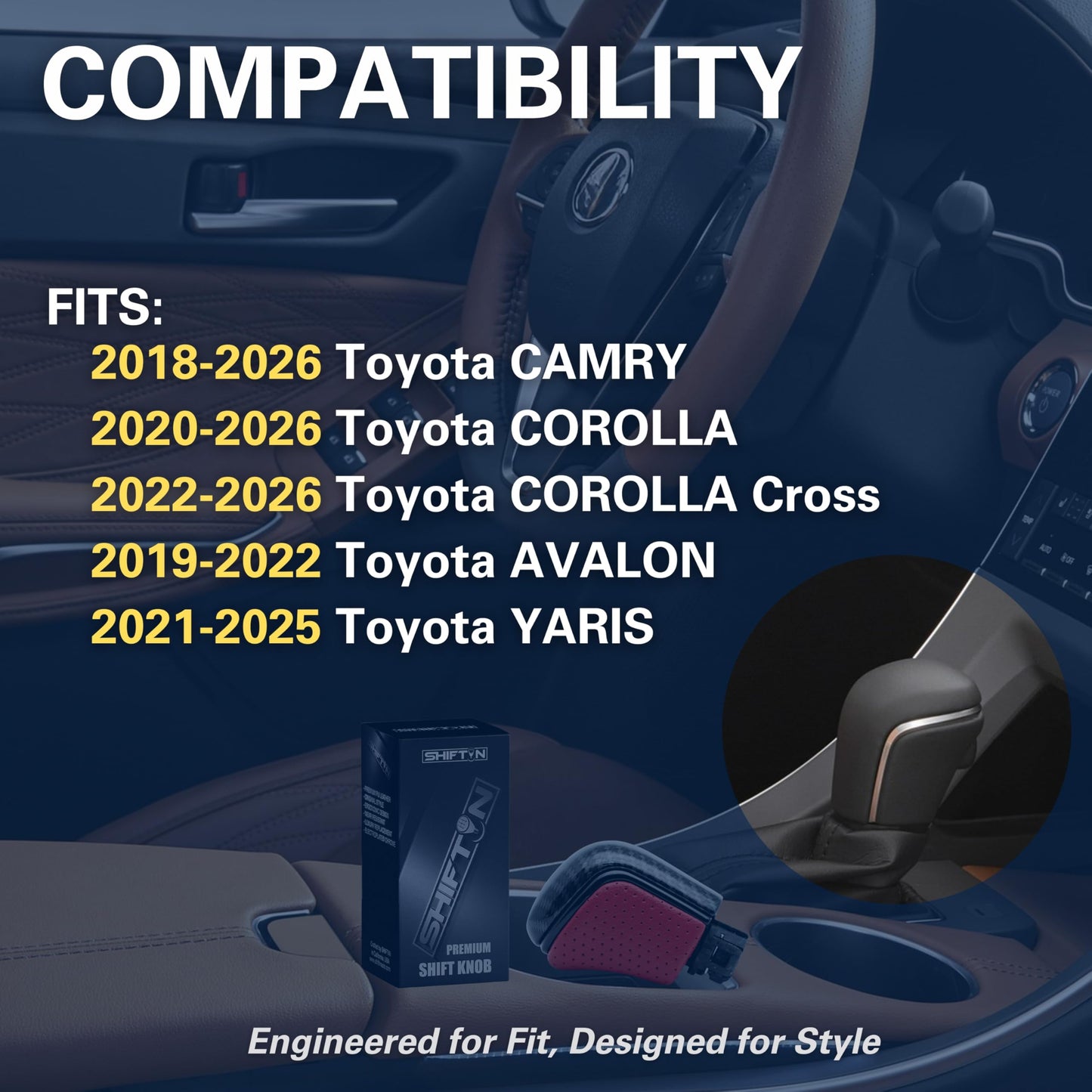SHIFTIN Gear Shift Knob Gearbox Shifter for Toyota Camry (2018 - 2026) Corolla (2020 - 2026) Avalon (2019 - 2022) - NRZp