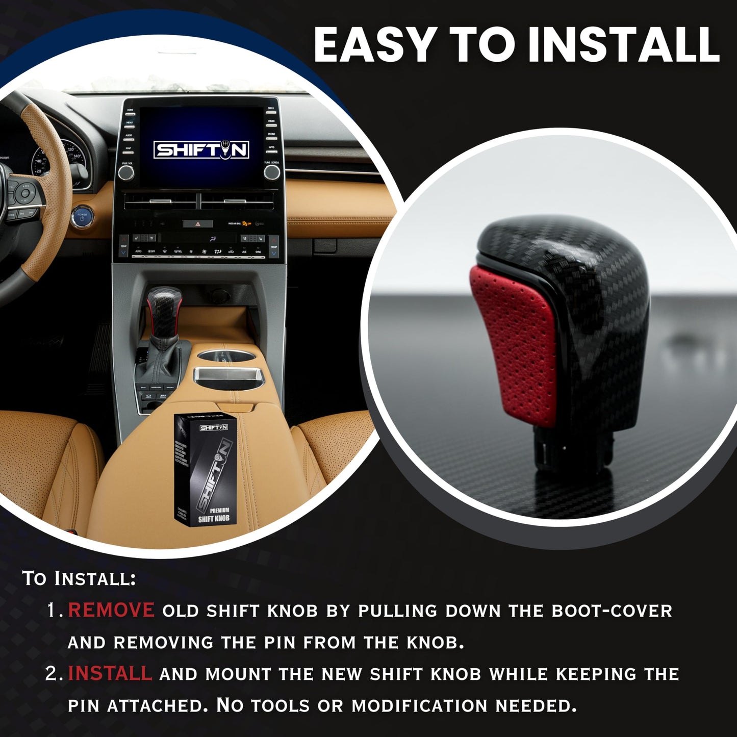 SHIFTIN Gear Shift Knob Gearbox Shifter for Toyota Camry (2018 - 2026) Corolla (2020 - 2026) Avalon (2019 - 2022) - NRZp