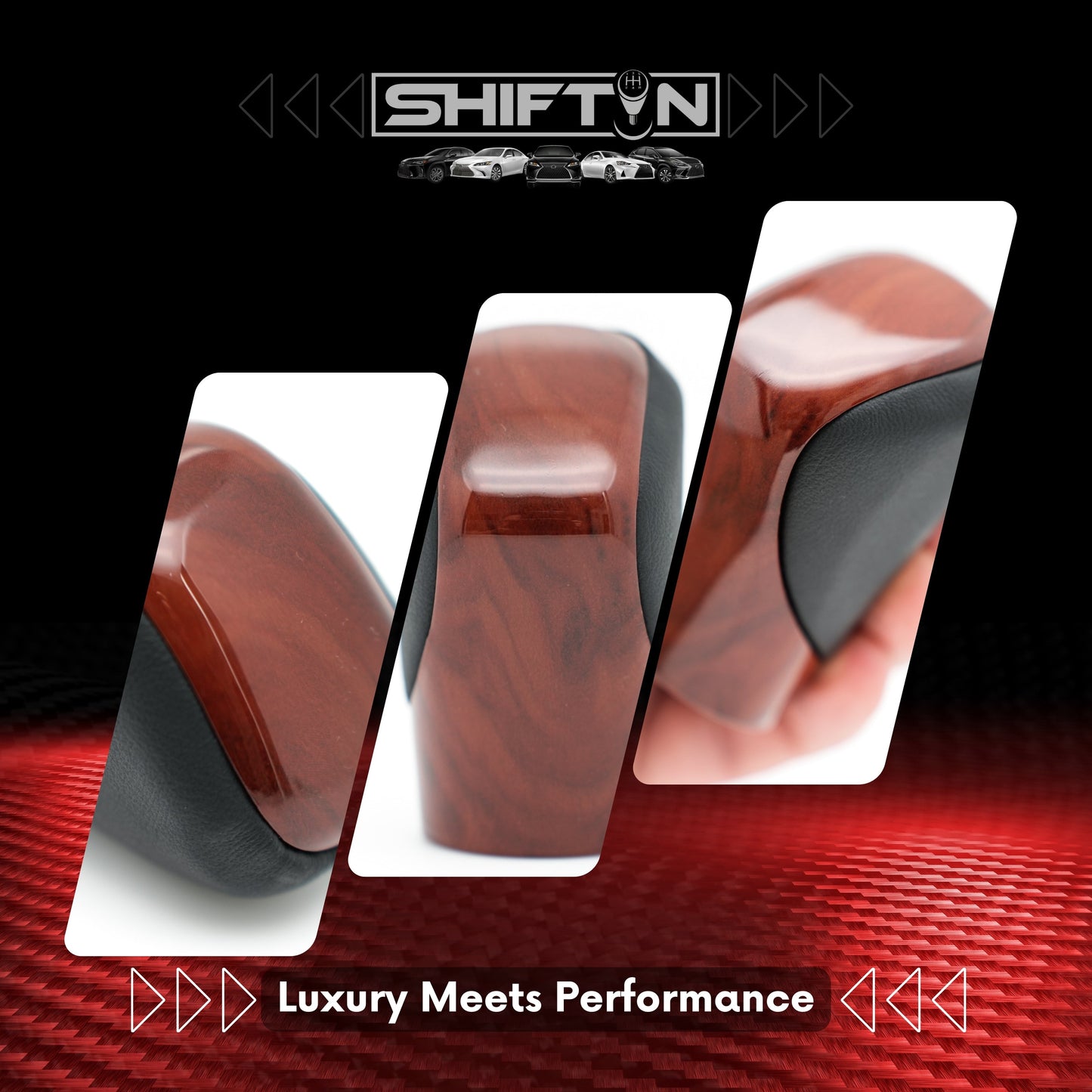 Gear Shift Knob Shifter for Lexus ES GS GX is NX RC RX 200t 300 350 3450h 450hL 350L (Black Leather/Brown Walnut Wood)