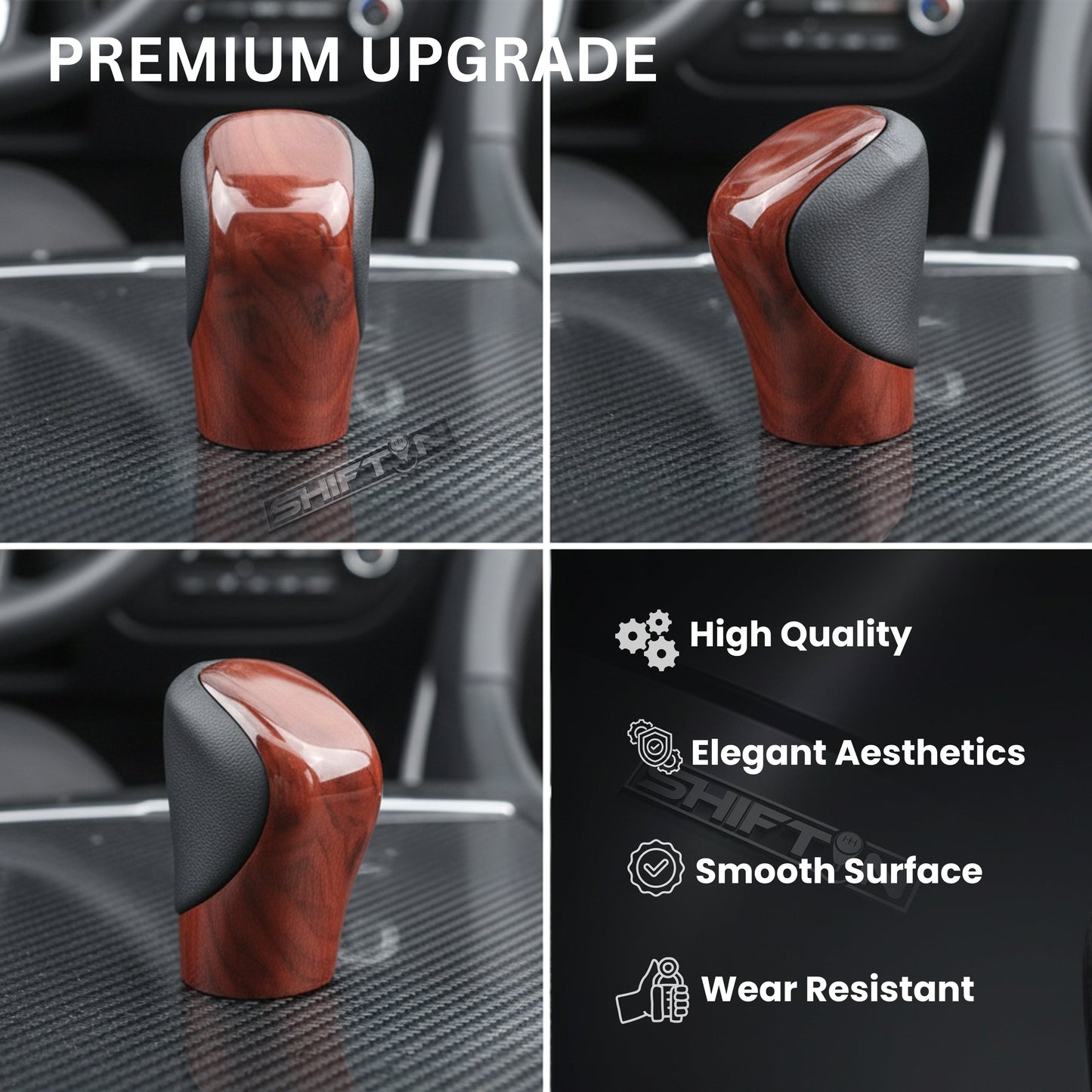 Gear Shift Knob Shifter for Lexus ES GS GX is NX RC RX 200t 300 350 3450h 450hL 350L (Black Leather/Brown Walnut Wood)