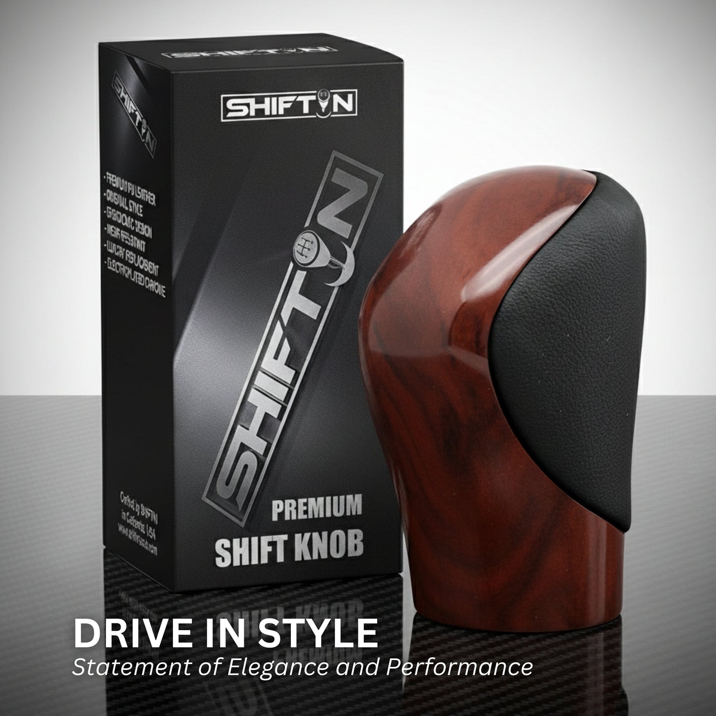 Gear Shift Knob Shifter for Lexus ES GS GX is NX RC RX 200t 300 350 3450h 450hL 350L (Black Leather/Brown Walnut Wood)