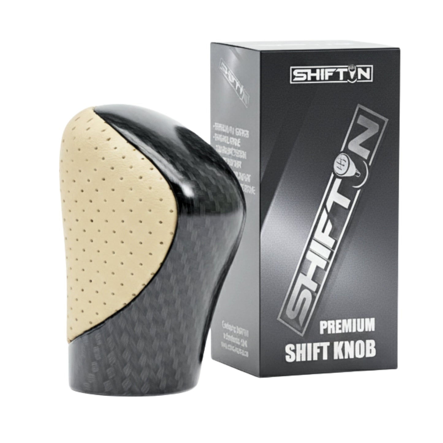 Gear Shift Knob Shifter for Lexus ES GS GX is NX RC RX 200t 300 350 3450h 450hL 350L (Beige Ivory Leather/Carbon Pattern)