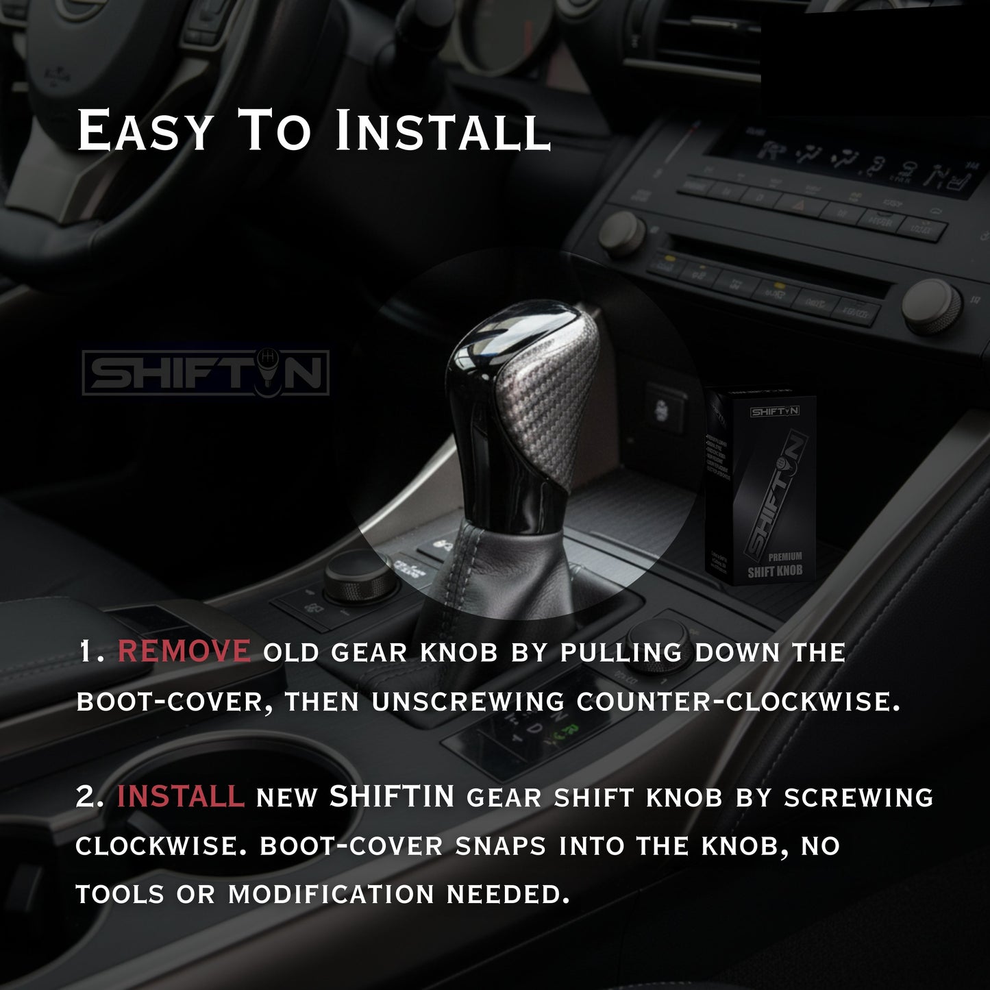 SHIFTIN AUTO SHIFTIN Gear Shift Knob Shifter for Lexus ES GS GX-460 IS-250 NX RC200t RX 300 350-h 450-hL 2014-2023 - Black Le