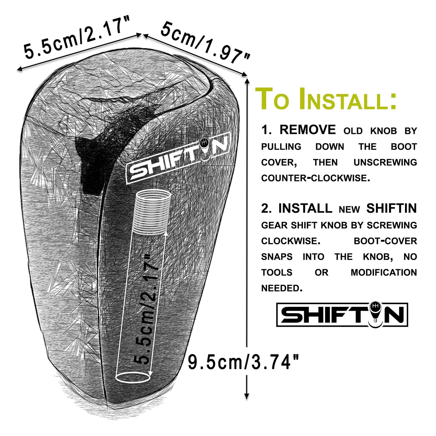 SHIFTIN Gear Shift Knob Stick Shifter for Toyota Land Cruiser LC Prado FJ - 150 KDJ155 - QB234 - E
