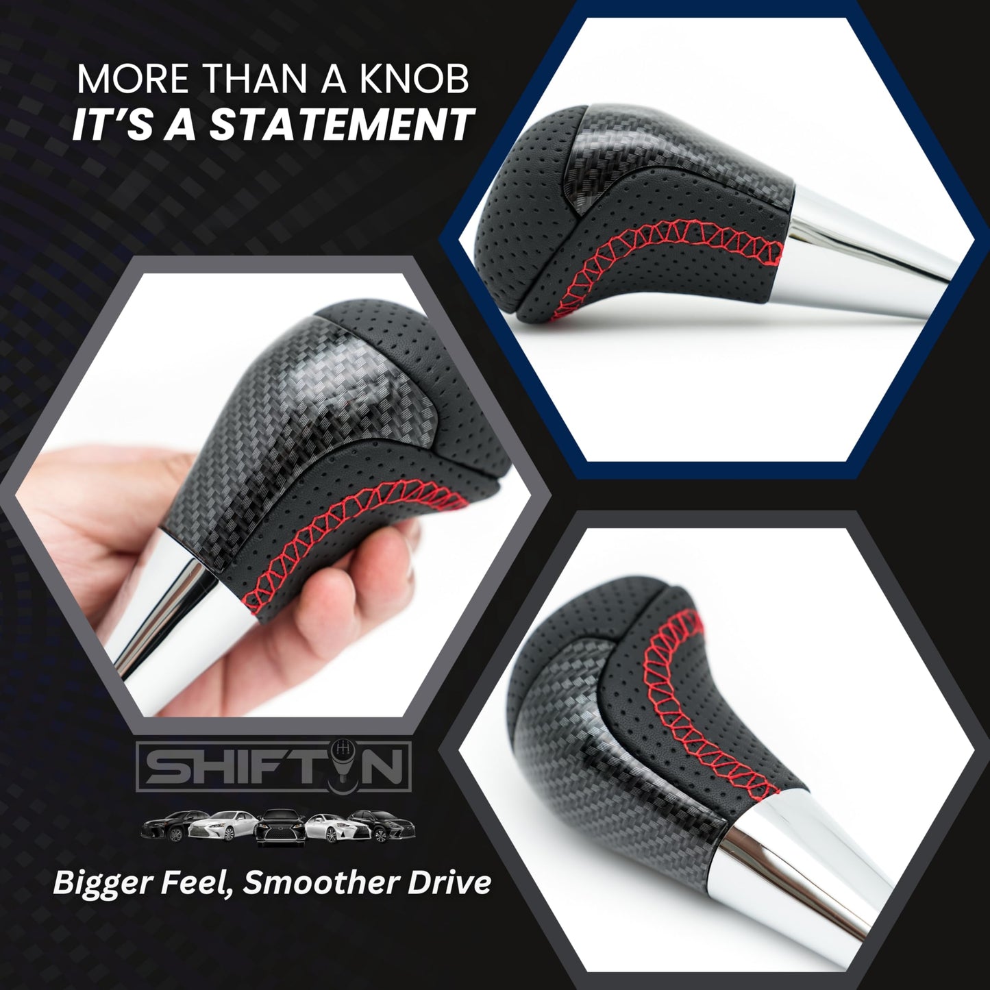 SHIFTIN Large Aftermarket Replacement Gear Shift Knob fit for Toyota Land Cruiser Tundra 4Runner Fortuner and Lexus LX 570 470 RX LS - LCxGZ