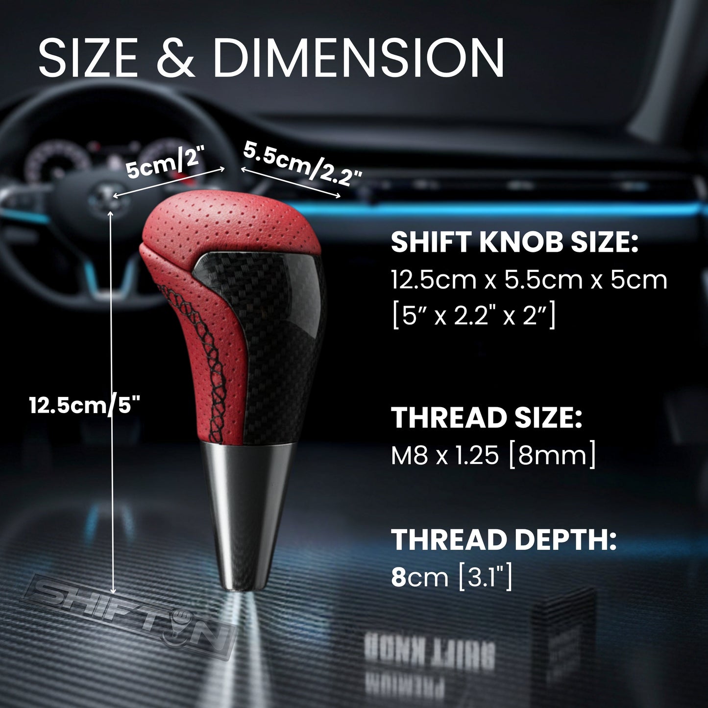 SHIFTIN Large Aftermarket Replacement Gear Shift Knob fit for Toyota Land Cruiser Tundra 4Runner Fortuner and Lexus LX 570 470 RX LS - LRxZp