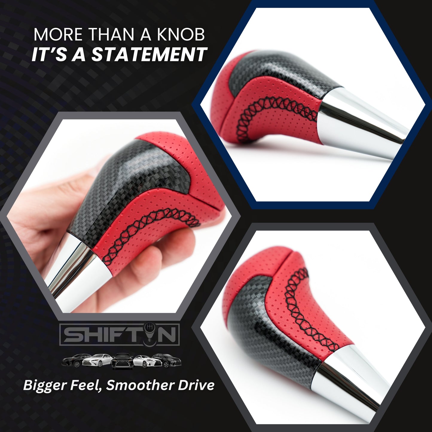 SHIFTIN Large Aftermarket Replacement Gear Shift Knob fit for Toyota Land Cruiser Tundra 4Runner Fortuner and Lexus LX 570 470 RX LS - LRxZp