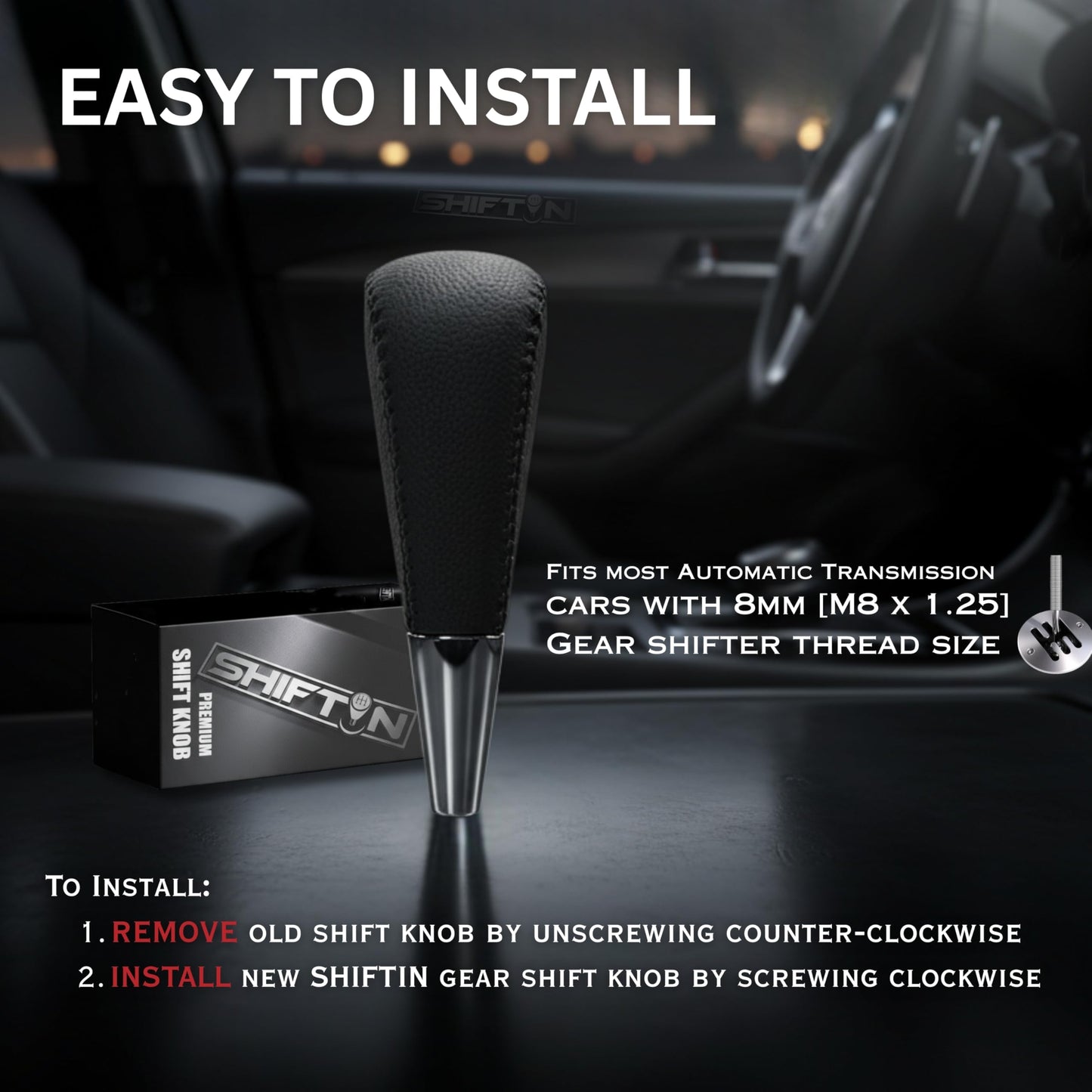 SHIFTIN Large Gear Shifter Knob Compatible with Lexus LX - 470 LX570 LS - 400 LS430 RX330 RX - 350 RX400h and Toyota, Acura, Mazda Cars - LBLT