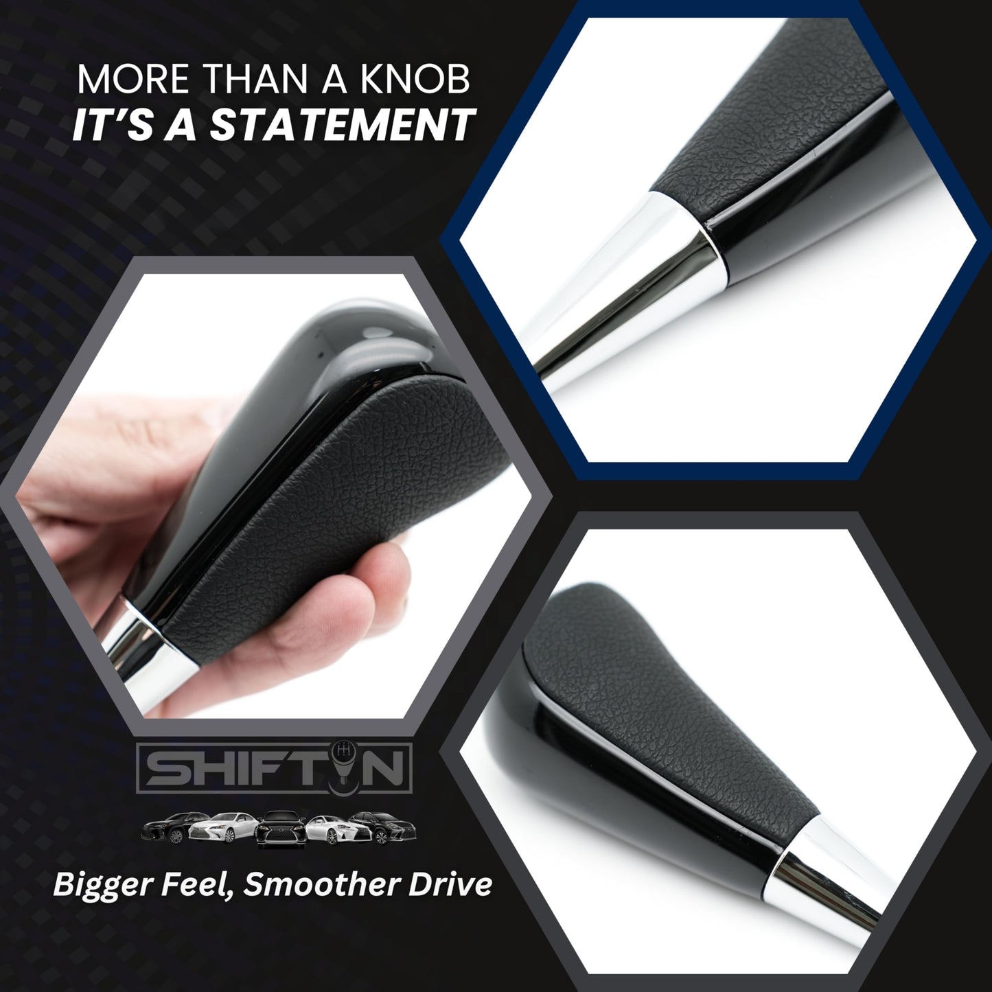 SHIFTIN Large Gear Shifter Knob Compatible with Lexus LX - 470 LX570 LS - 400 LS430 RX330 RX - 350 RX400h and Toyota, Acura, Mazda Cars - LBPB