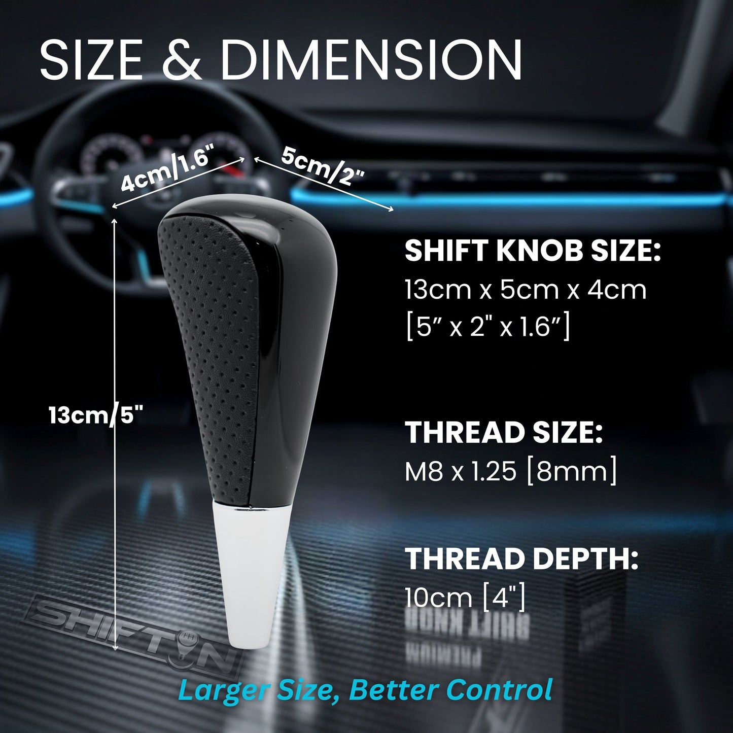 SHIFTIN Large Gear Shifter Knob Compatible with Lexus LX - 470 LX570 LS - 400 LS430 RX330 RX - 350 RX400h and Toyota, Acura, Mazda Cars - LBPBp