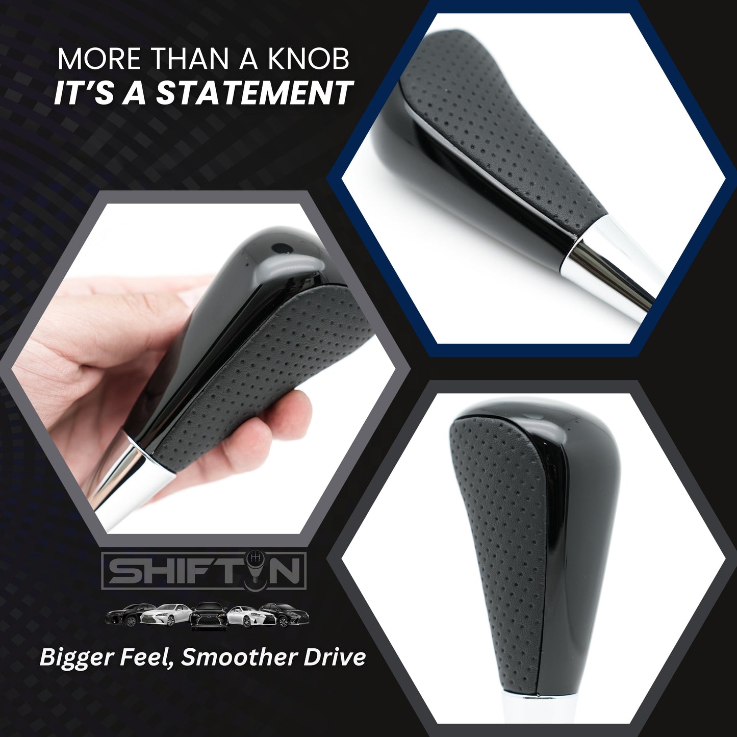 SHIFTIN Large Gear Shifter Knob Compatible with Lexus LX - 470 LX570 LS - 400 LS430 RX330 RX - 350 RX400h and Toyota, Acura, Mazda Cars - LBPBp