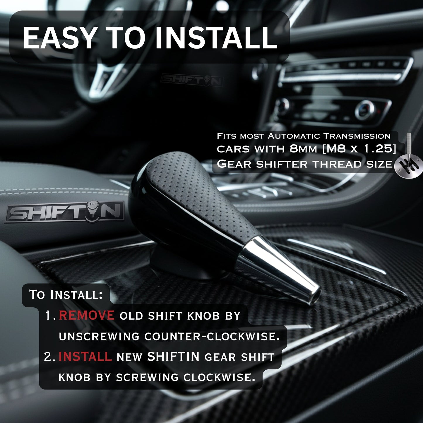 SHIFTIN Large Gear Shifter Knob Compatible with Lexus LX - 470 LX570 LS - 400 LS430 RX330 RX - 350 RX400h and Toyota, Acura, Mazda Cars - LBPBp