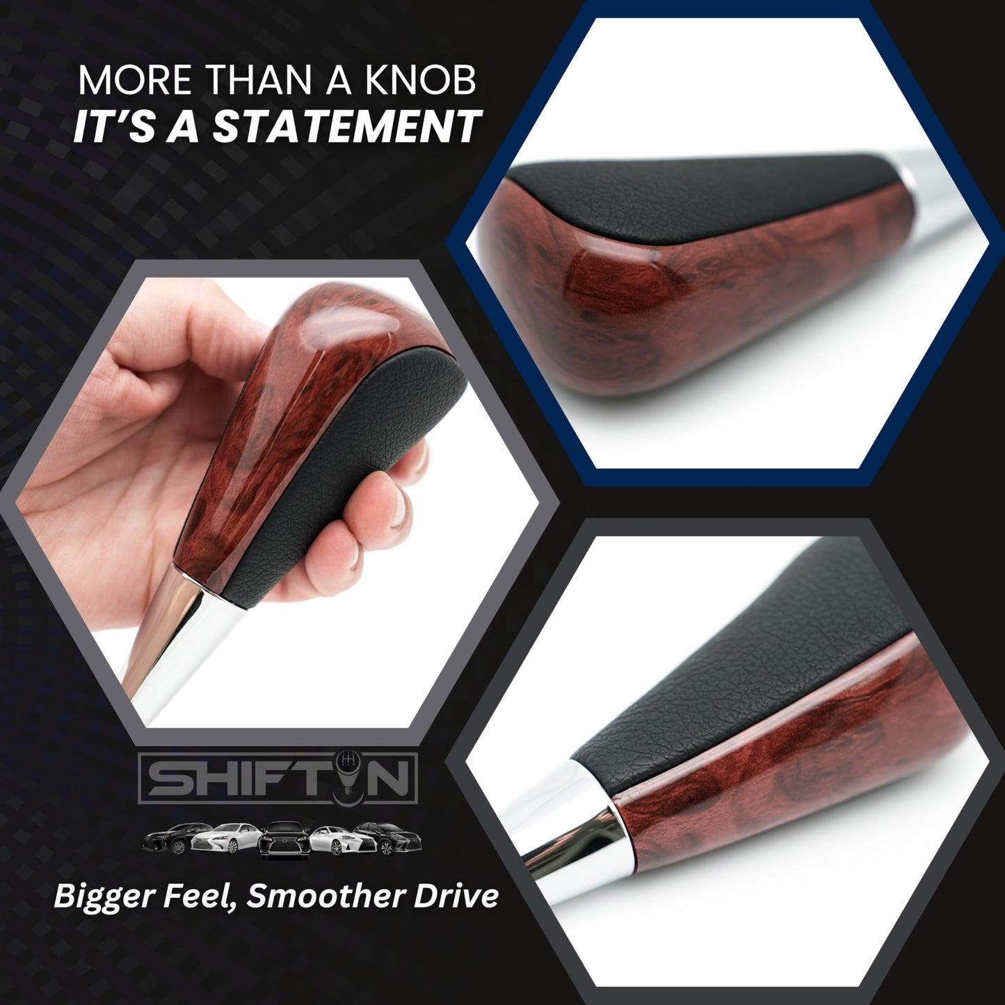 SHIFTIN Large Gear Shifter Knob Compatible with Lexus LX - 470 LX570 LS - 400 LS430 RX330 RX - 350 RX400h and Toyota, Acura, Mazda Cars - LBWD