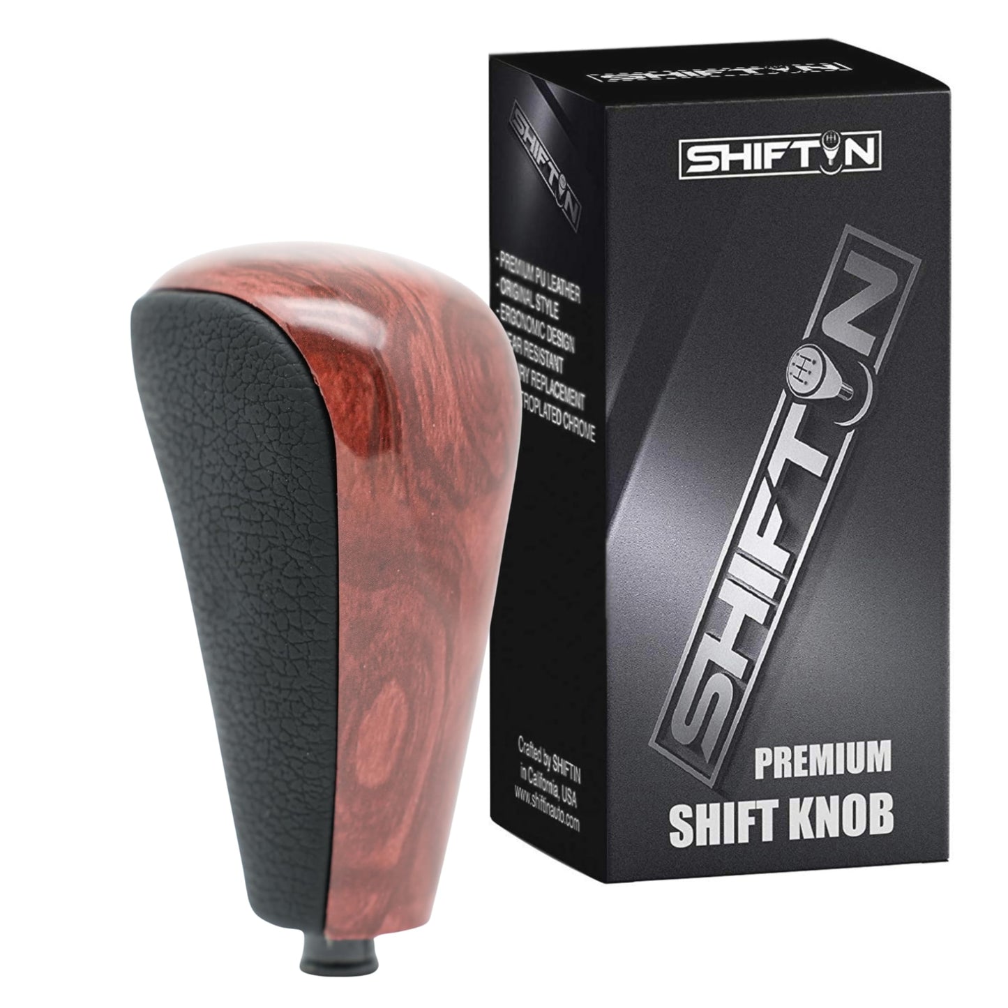 SHIFTIN Replacement Gear Shift Knob Shifter for Lexus GX470 2003 - 2009 UZJ12 and for Toyota Land Cruiser Prado 120 2002 - 2009 (Black Leather/Piano Black) - LXBWD