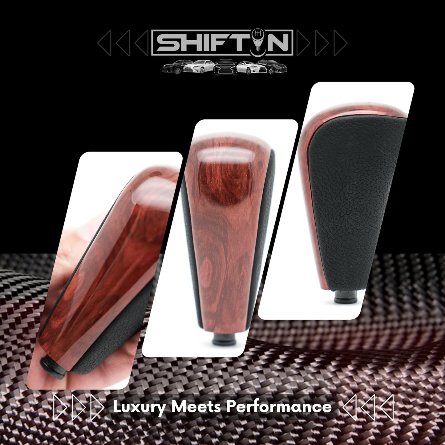 SHIFTIN Replacement Gear Shift Knob Shifter for Lexus GX470 2003 - 2009 UZJ12 and for Toyota Land Cruiser Prado 120 2002 - 2009 (Black Leather/Piano Black) - LXBWD