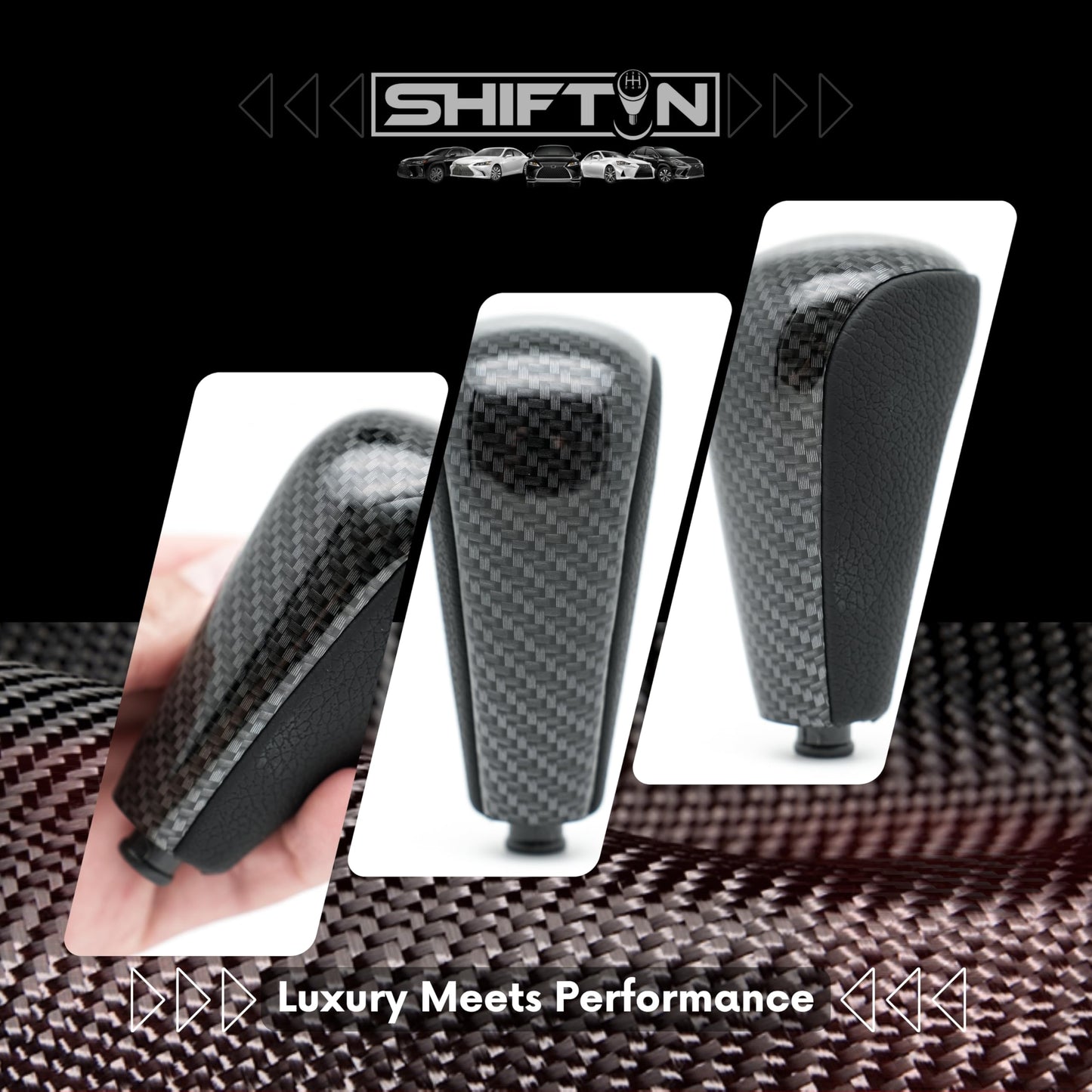 SHIFTIN Replacement Gear Shift Knob Shifter for Lexus GX470 2003 - 2009 UZJ12 and for Toyota Land Cruiser Prado 120 2002 - 2009 (Black Leather/Piano Black) - LXBZZ