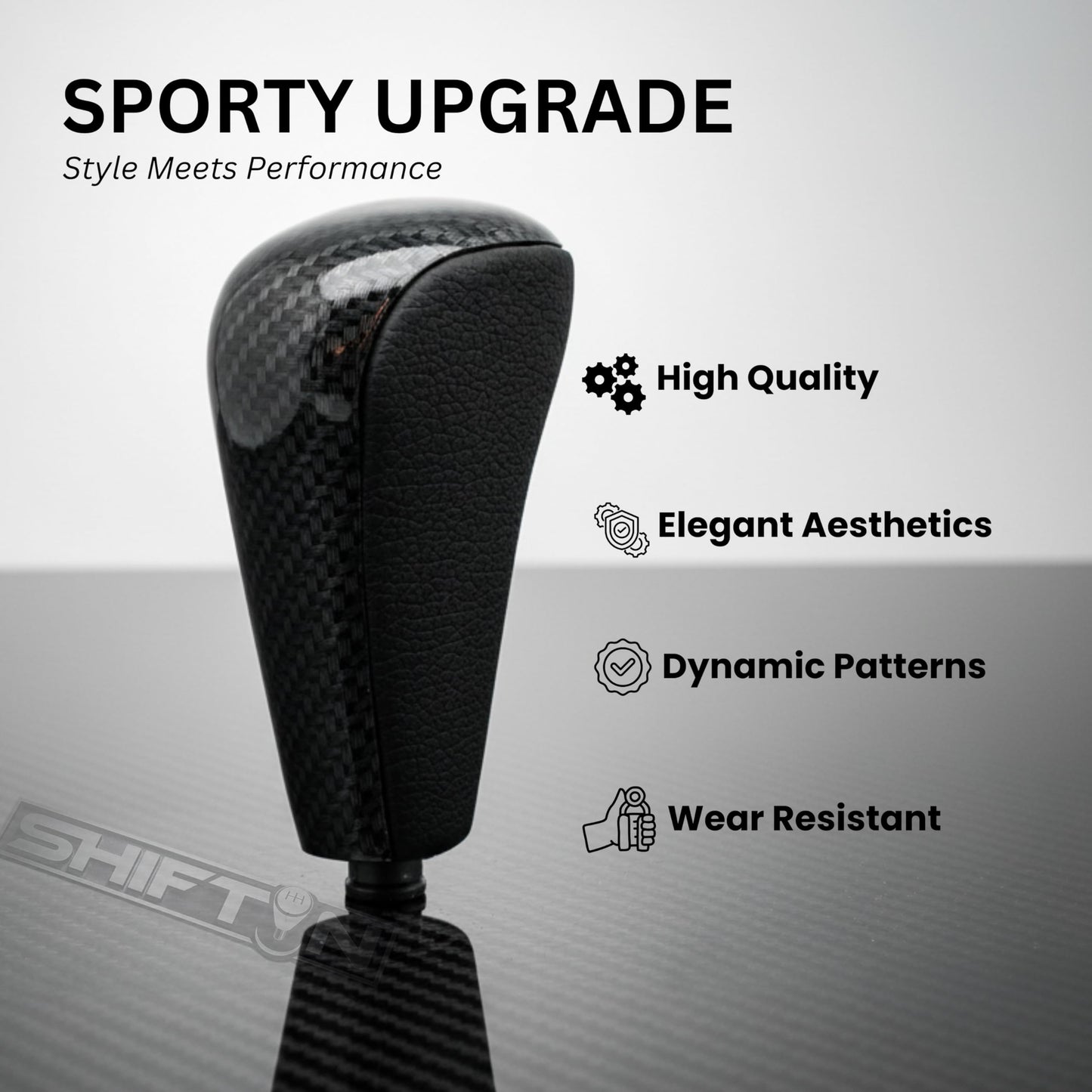 SHIFTIN Replacement Gear Shift Knob Shifter for Lexus GX470 2003 - 2009 UZJ12 and for Toyota Land Cruiser Prado 120 2002 - 2009 (Black Leather/Piano Black) - LXBZZ