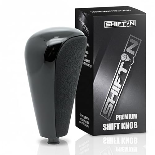 SHIFTIN Replacement Gear Shift Knob Shifter for Lexus GX470 2003 - 2009 UZJ12 and for Toyota Land Cruiser Prado 120 2002 - 2009 (Black Leather/Piano Black) - LXPB