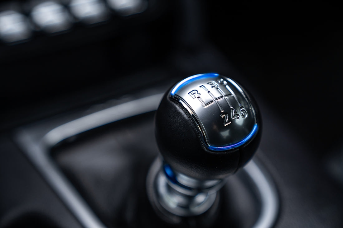 black car gear shift lever