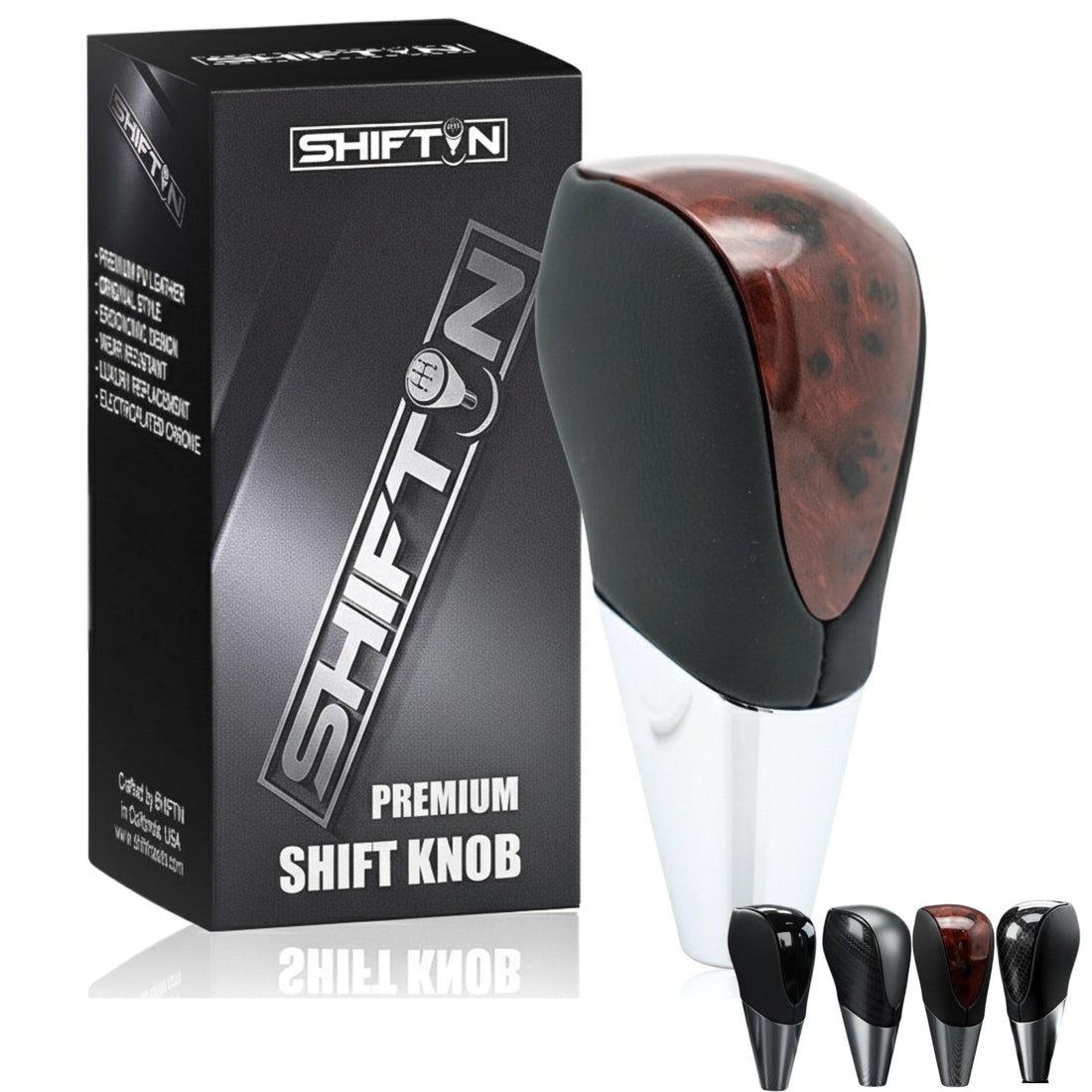 SHIFTIN Leather & Carbon Fiber Gear Shift Knob for Lexus LS460 F-Sport LS-460-L LS600 LS-600h-L and Lexus LX570 LX 570
