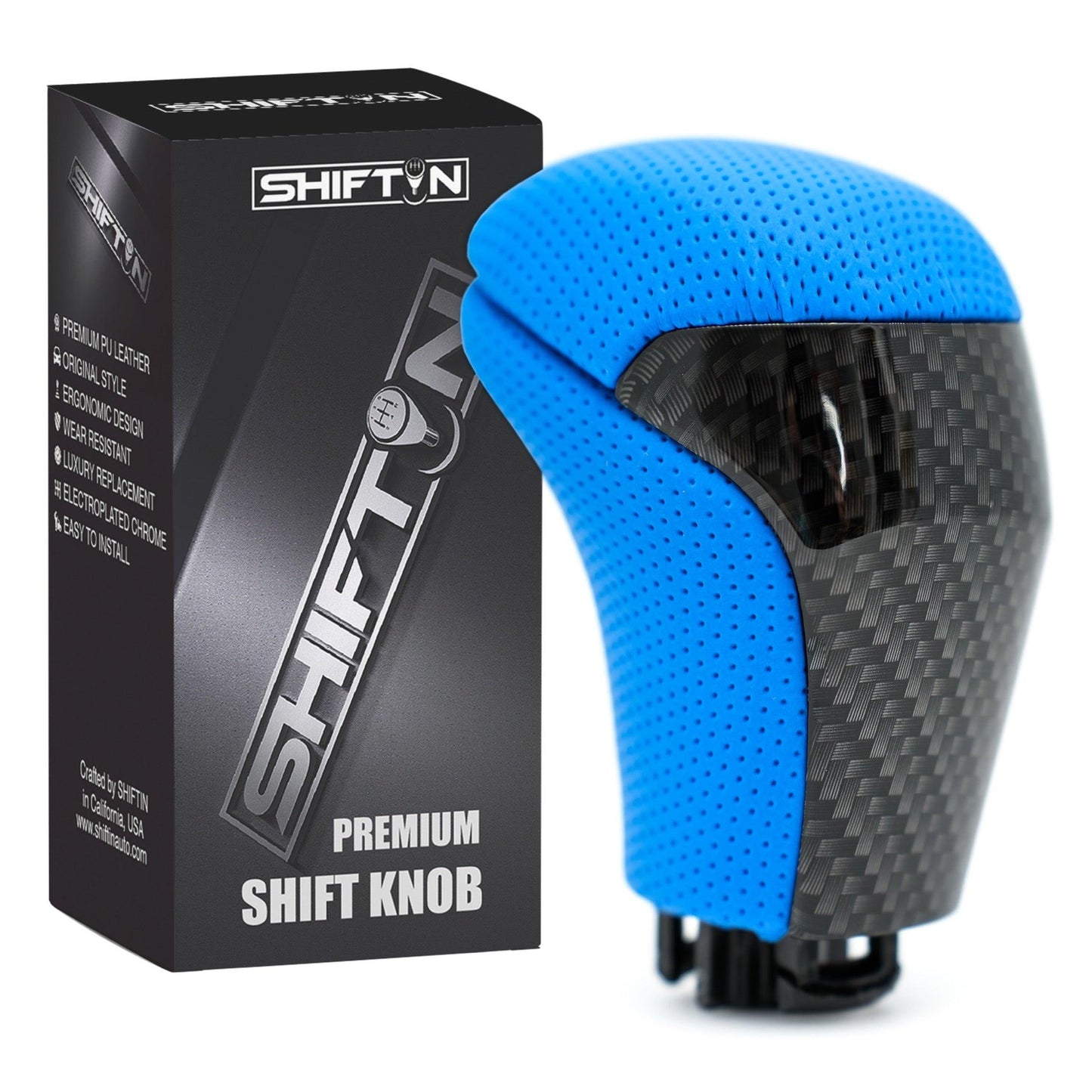 SHIFTIN-Replacement-Gear-Shift-Knob-Shifter-Accessory-for-Toyota-Highlander-2014-2019-Tacoma-2016-2023-Blue-Leather-Carbon-Fiber