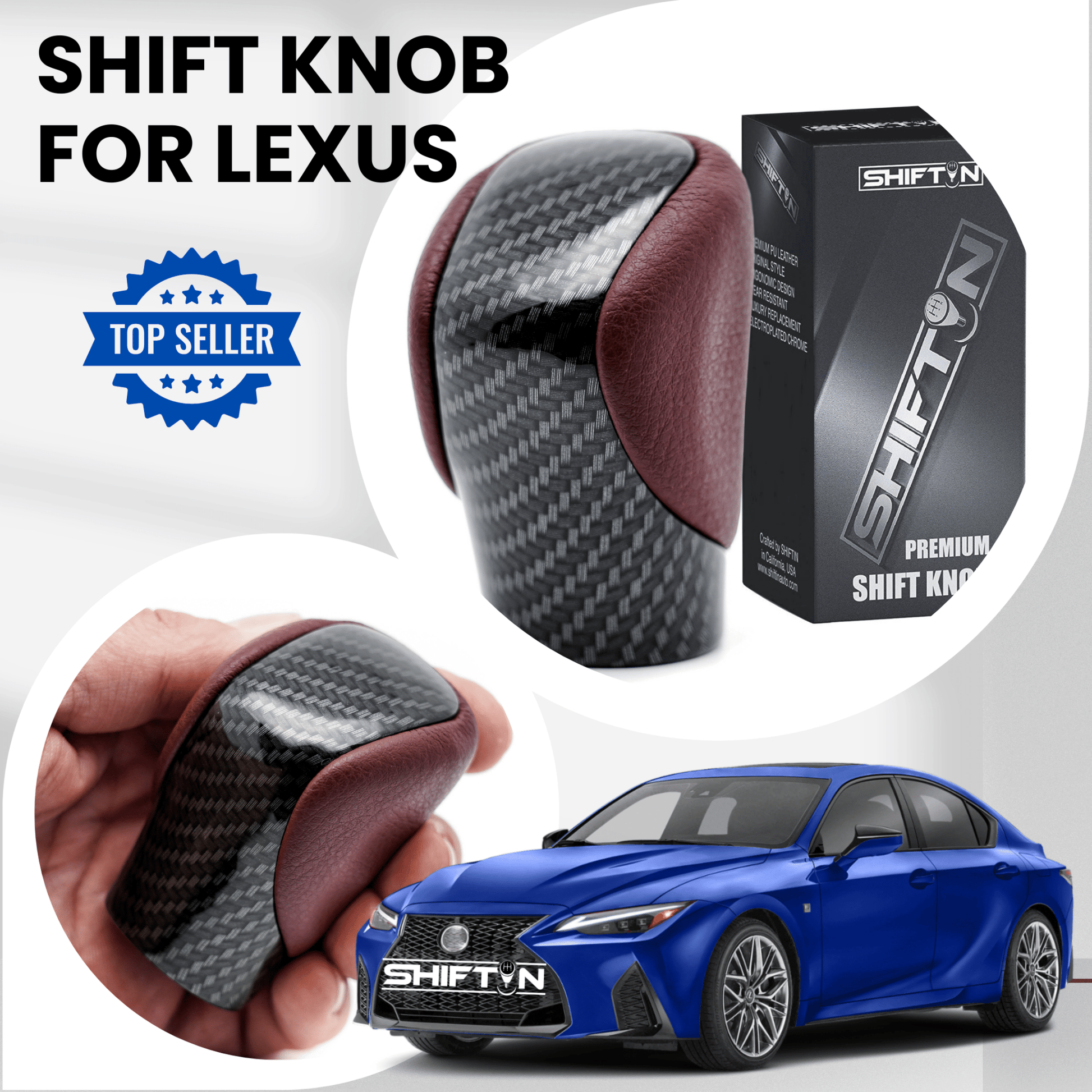 SHIFTIN Gear Shift Knob Shifter for Lexus ES GS GX-460 IS250 NX RC200t RX 300 350-h 450-hL 2014-2023 - UBrZp