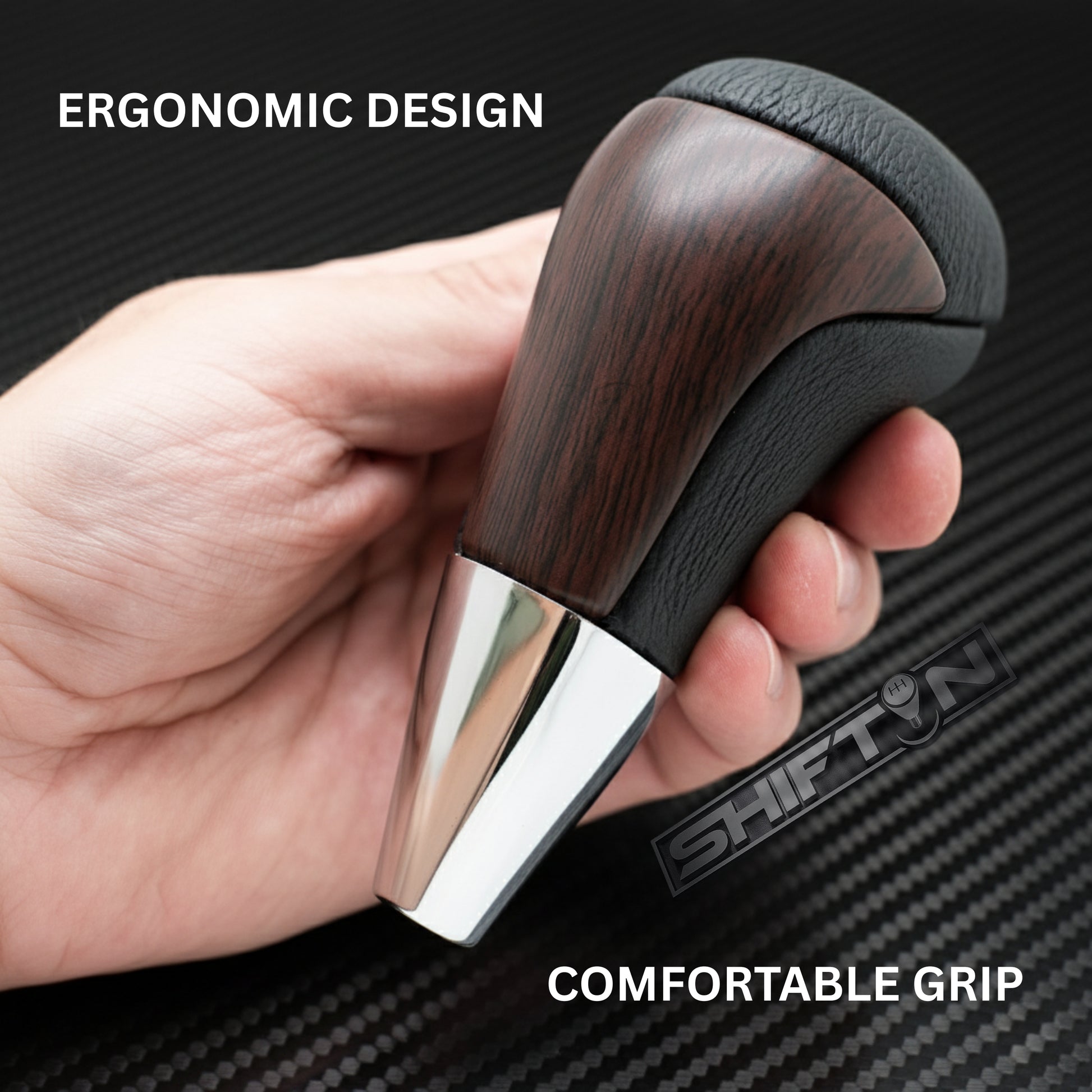 SHIFTIN Universal Gear Shift Knob for Automatic Manual Stick Shifter Cars DARK WOOD