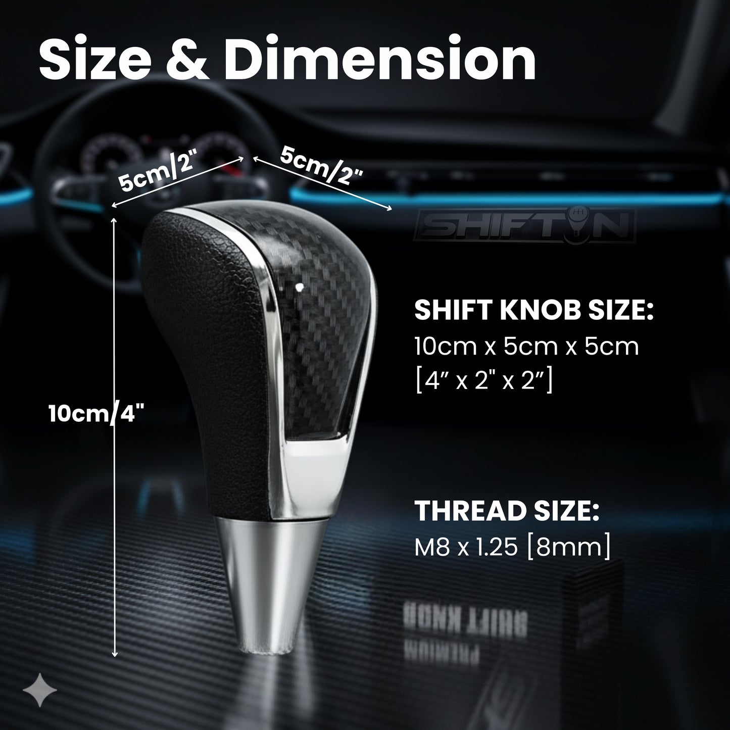 SHIFTIN Universal Gear Shift Knob for Automatic Manual Stick Shifter Cars DARK WOOD