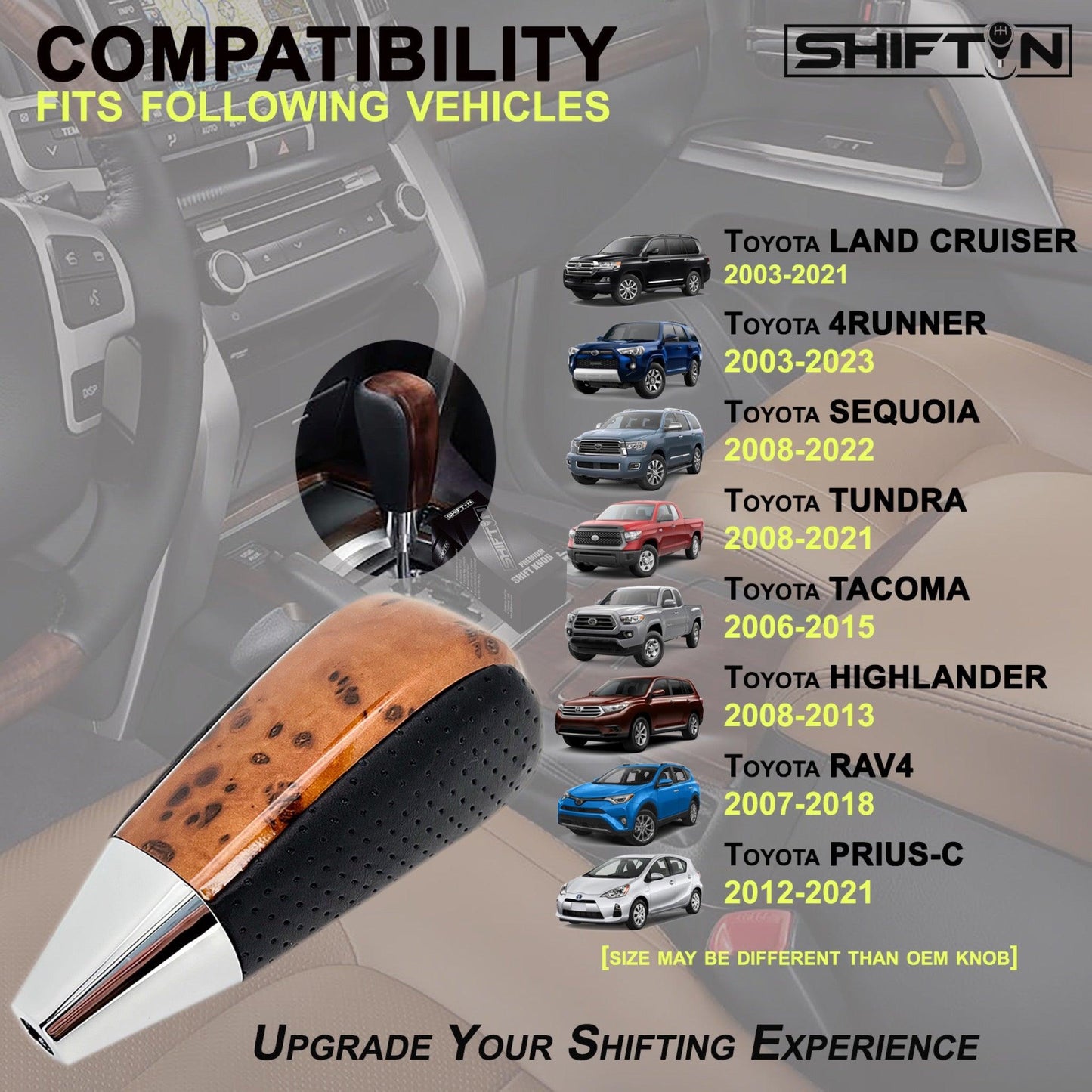 SHIFTIN-Gear-Shift-Knob-for-Toyota-Land-Cruiser-4Runner-Sequoia-Tundra-Highlander-Off-Road-4x4-TRD-Golden-Maple