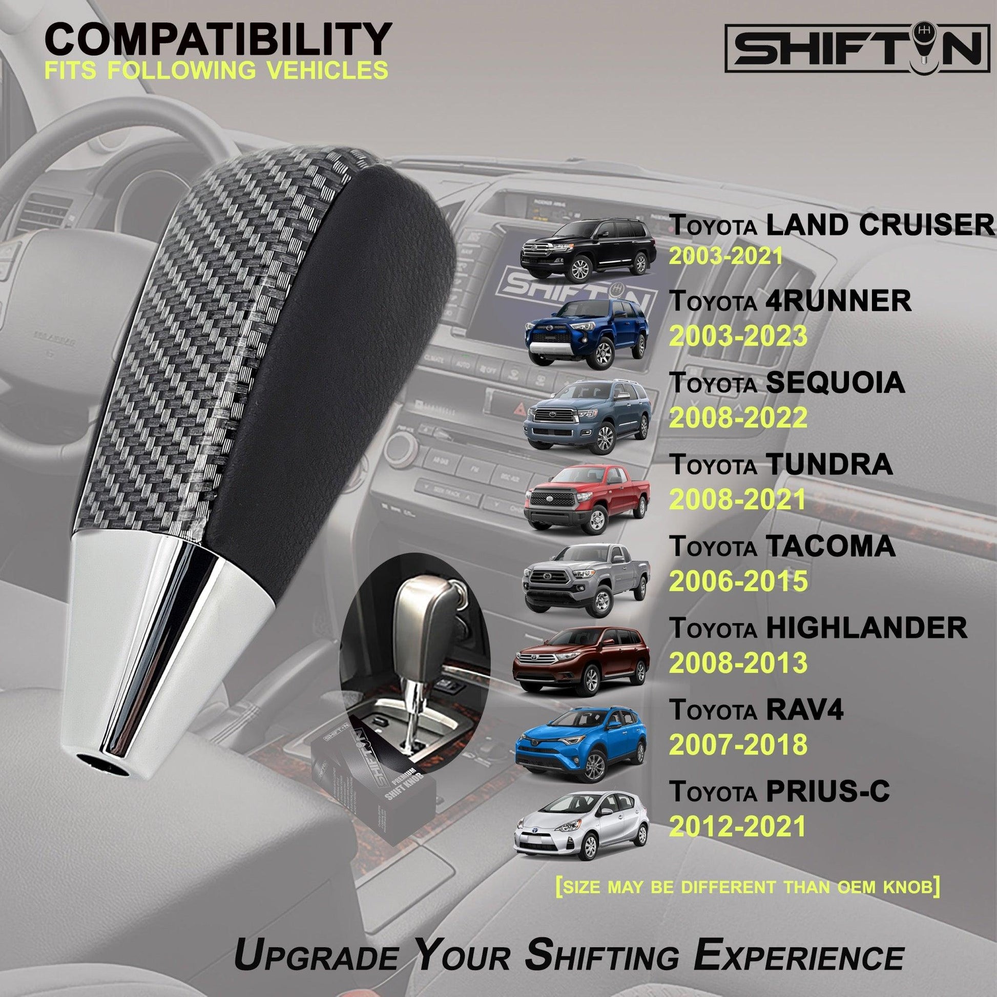 SHIFTIN-Gear-Shift-Knob-for-Toyota-Land-Cruiser-4Runner-Sequoia-Tundra-Highlander-Off-Road-4x4-TRD-Black-Carbon-Fiber