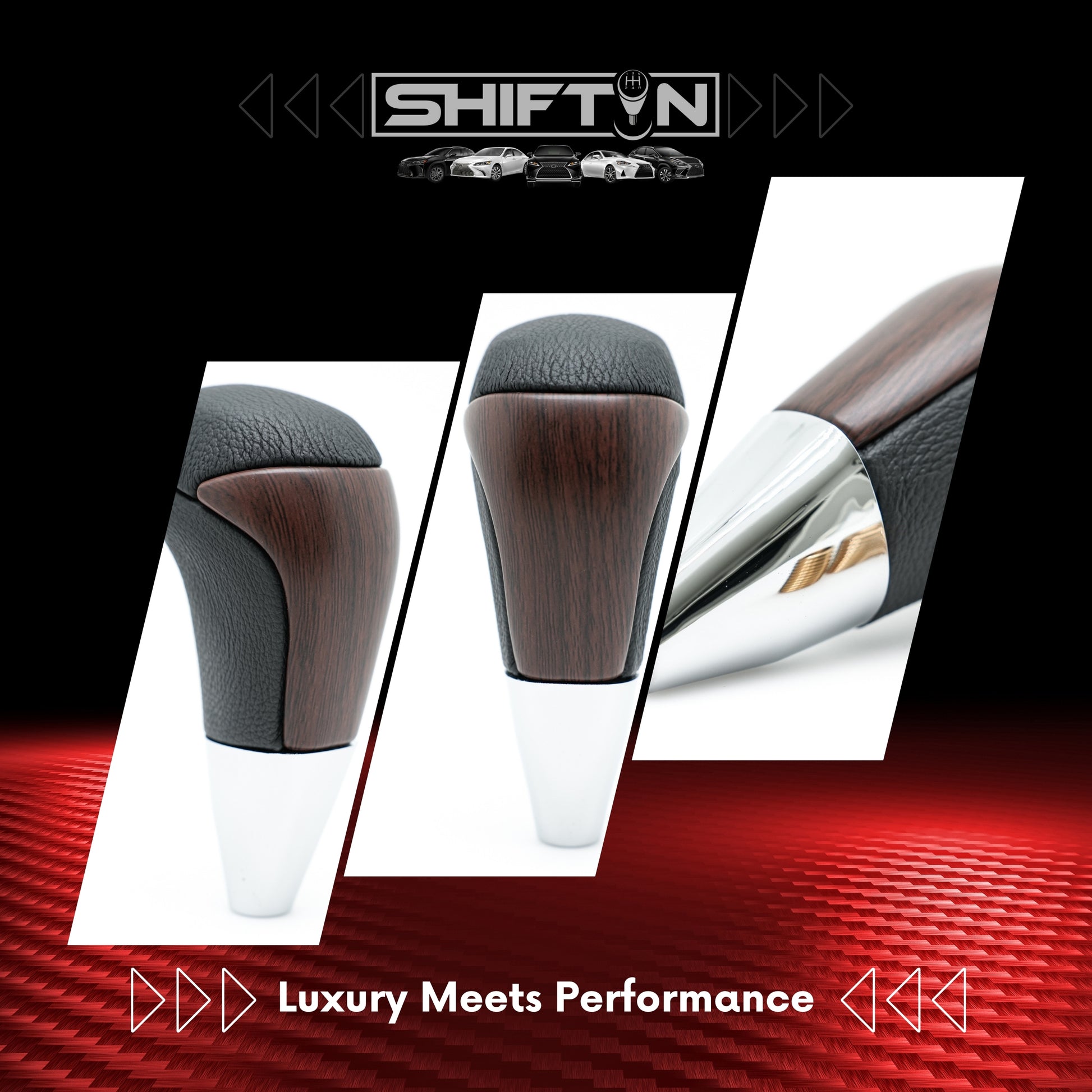 SHIFTIN Universal Gear Shift Knob for Automatic Manual Stick Shifter Cars DARK WOOD