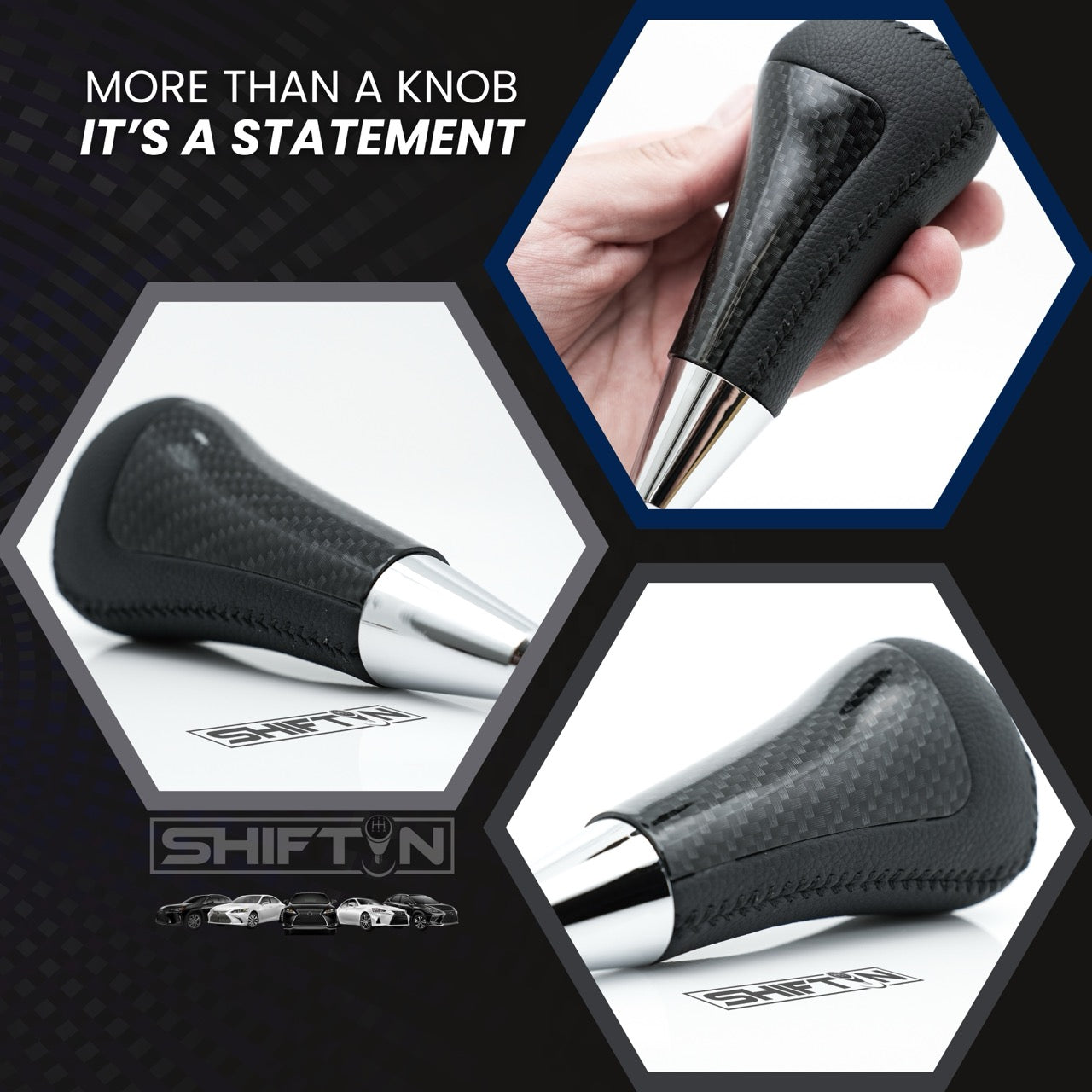 Gear Shift Knob Shifter for Lexus LX-570 2008-2015, Fits Toyota 4Runner Sequoia Tundra SUV Carbon Fiber