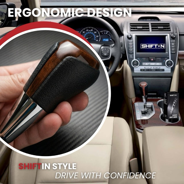 Gear Shift Knob Shifter for Toyota and Lexus Sedan Car Camry (2012-2014) Rav4 (2013-2018) Yaris (2015-2018)-Brown-Wood
