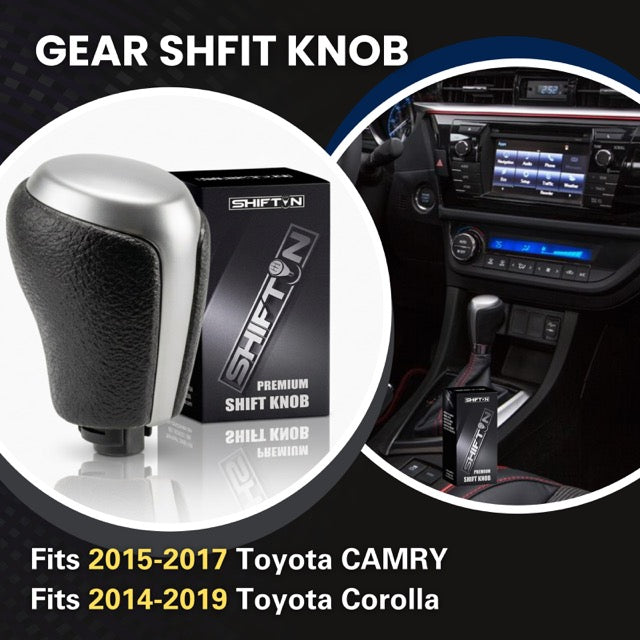 Gear Shift Knob for Toyota Camry (2015-2017) and Corolla (2014-2019)-Gray-Silver