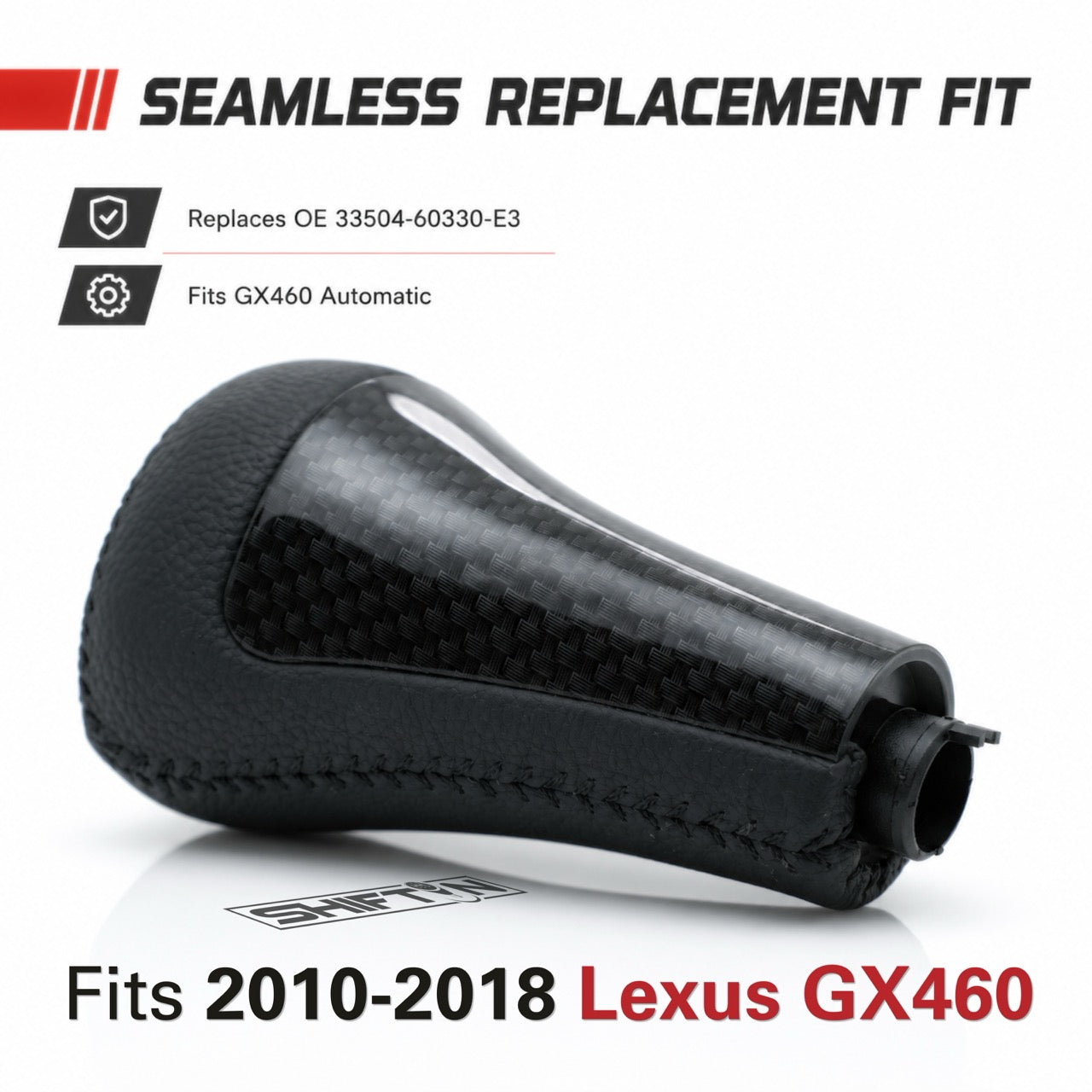 Replacement Gear Shift Knob Stick Shifter for Lexus GX460 2010-2018 GX-460-Carbon-Fiber