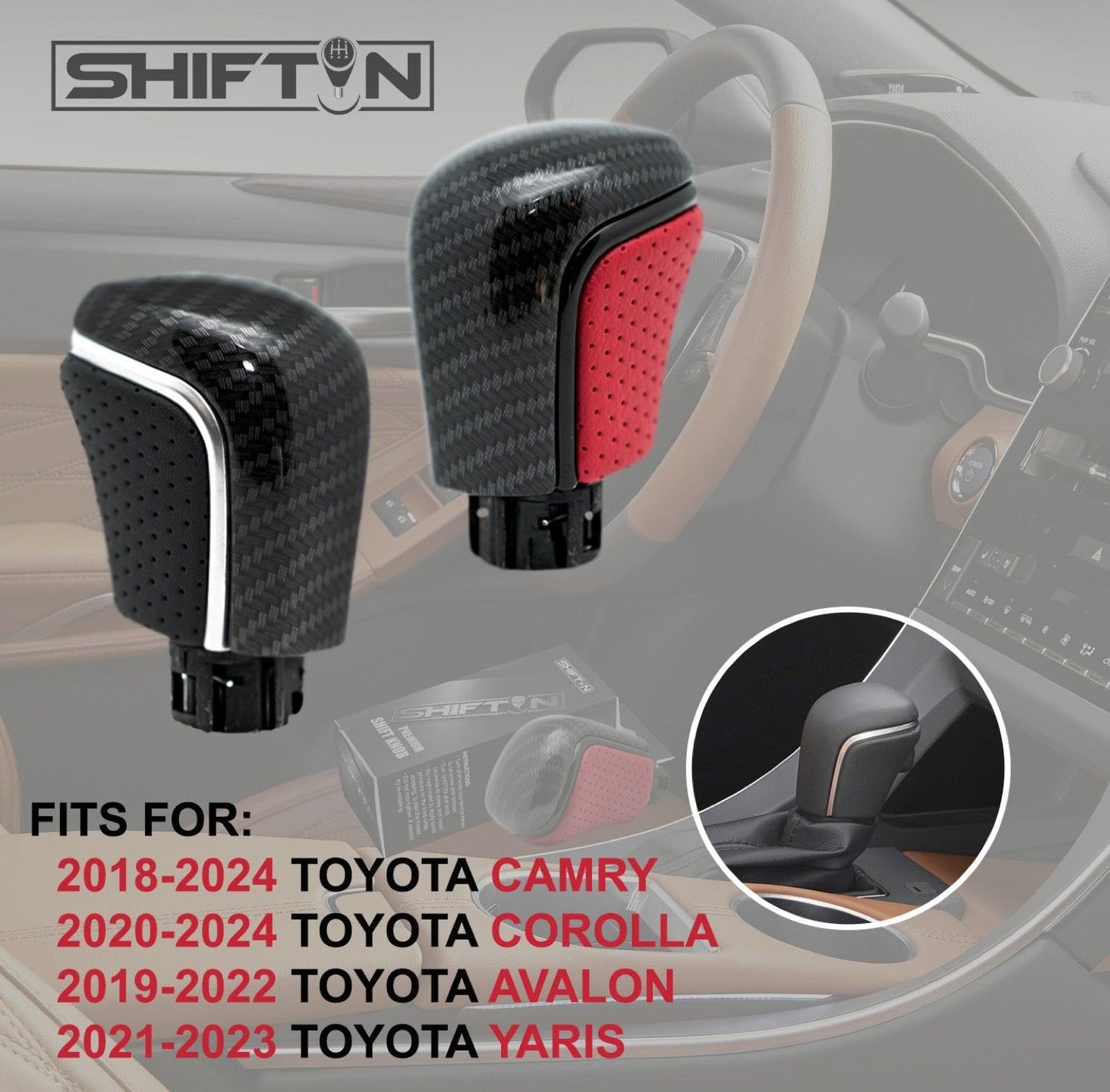 SHIFTIN-Black-Leather-Gear-Shift-Knob-Shifter-for-Toyota-Camry-Corolla-Avalon-NBZZp