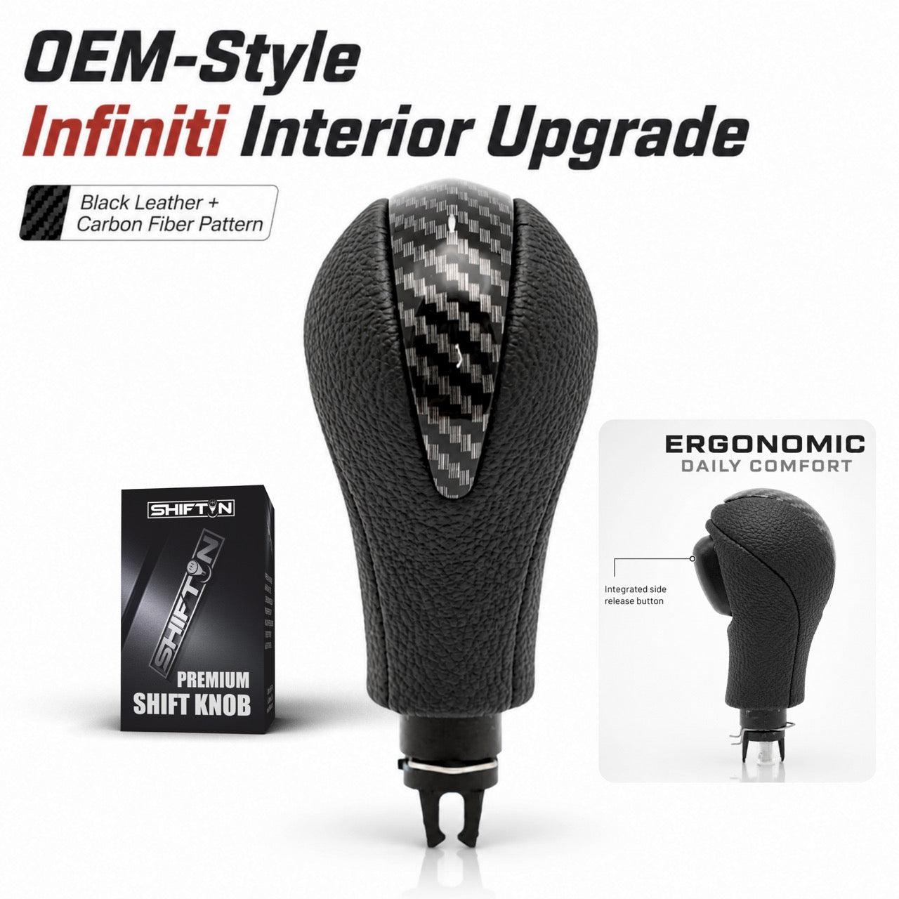 Gear Shift Knob for Infiniti EX35 FX35 FX50 G35 G37 Q60 QX50 QX56 QX70, for OEM Part 34910-JK03A 1LA6C - IFBZZ