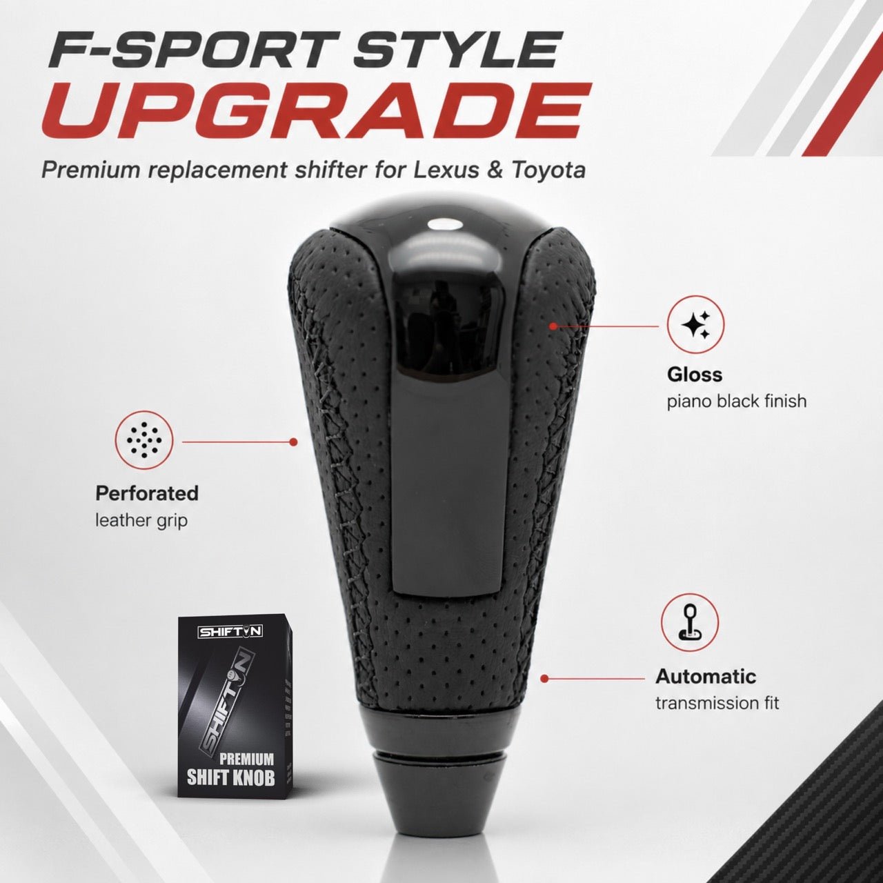 Gear Shift Knob for Lexus IS GS ES LS RX SC 250 300 350, Fits F-Sport OEM Part PTR51-53080 - FBPB