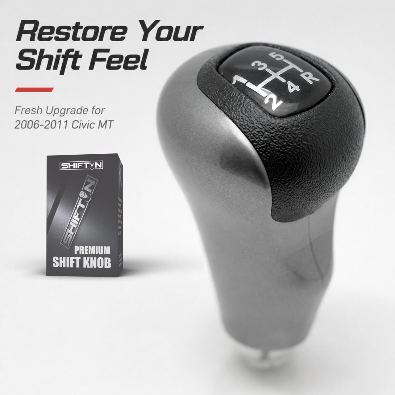 Replacement Gear Shift Knob for Honda Civic 2006-2011, 5-Speed Manual Transmission MT 54102-SNA-A01 A02 - HCM0611G
