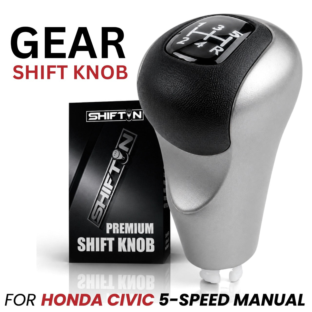 Replacement Gear Shift Knob for Honda Civic 2006-2011, 5-Speed Manual Transmission MT 54102-SNA-A01 A02 - HCM0611G