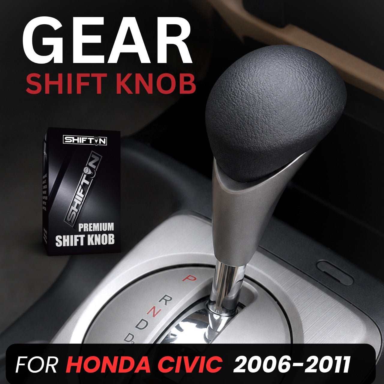Replacement Gear Shift Knob for Honda Civic 2006-2011, Replaces OEM Part 54130-SNA-A81 - HC-0611B